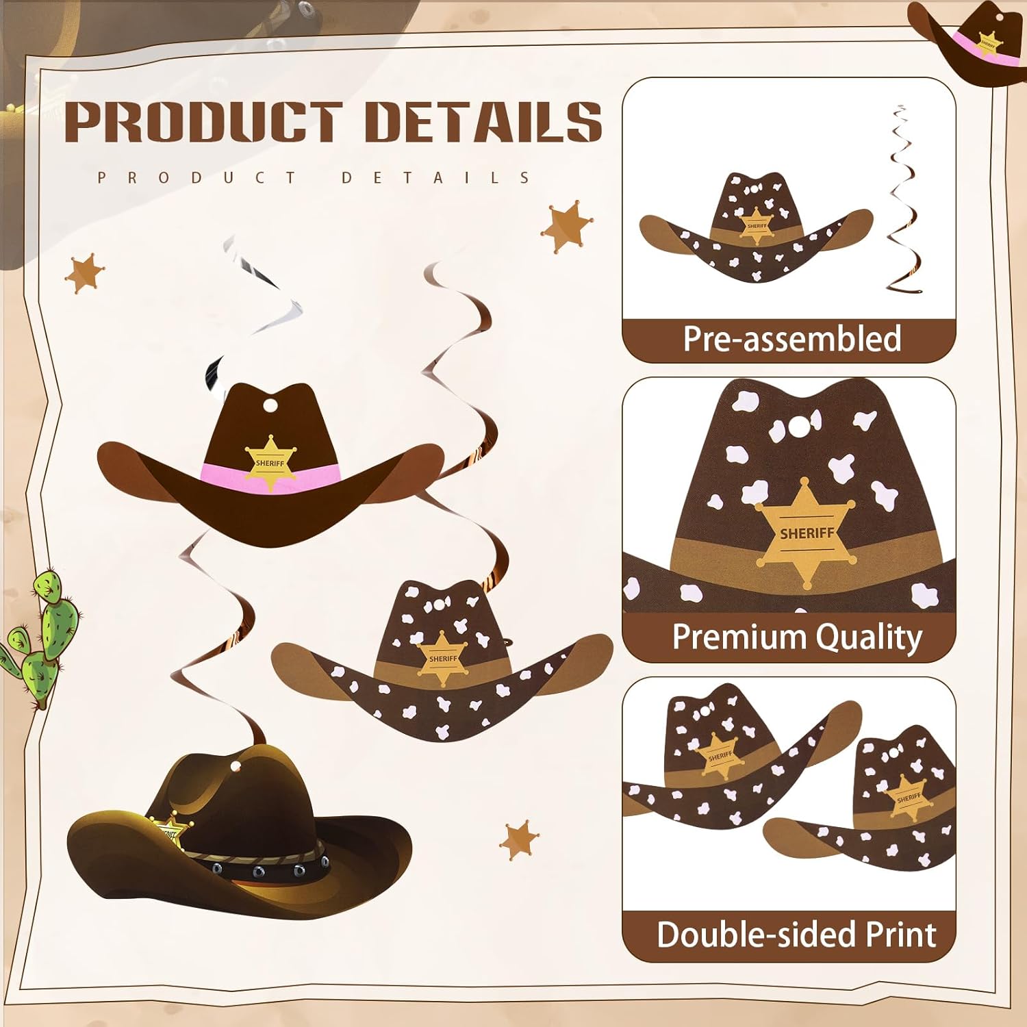 Maxdot 42 Pcs Western Cowboy Party Decorations