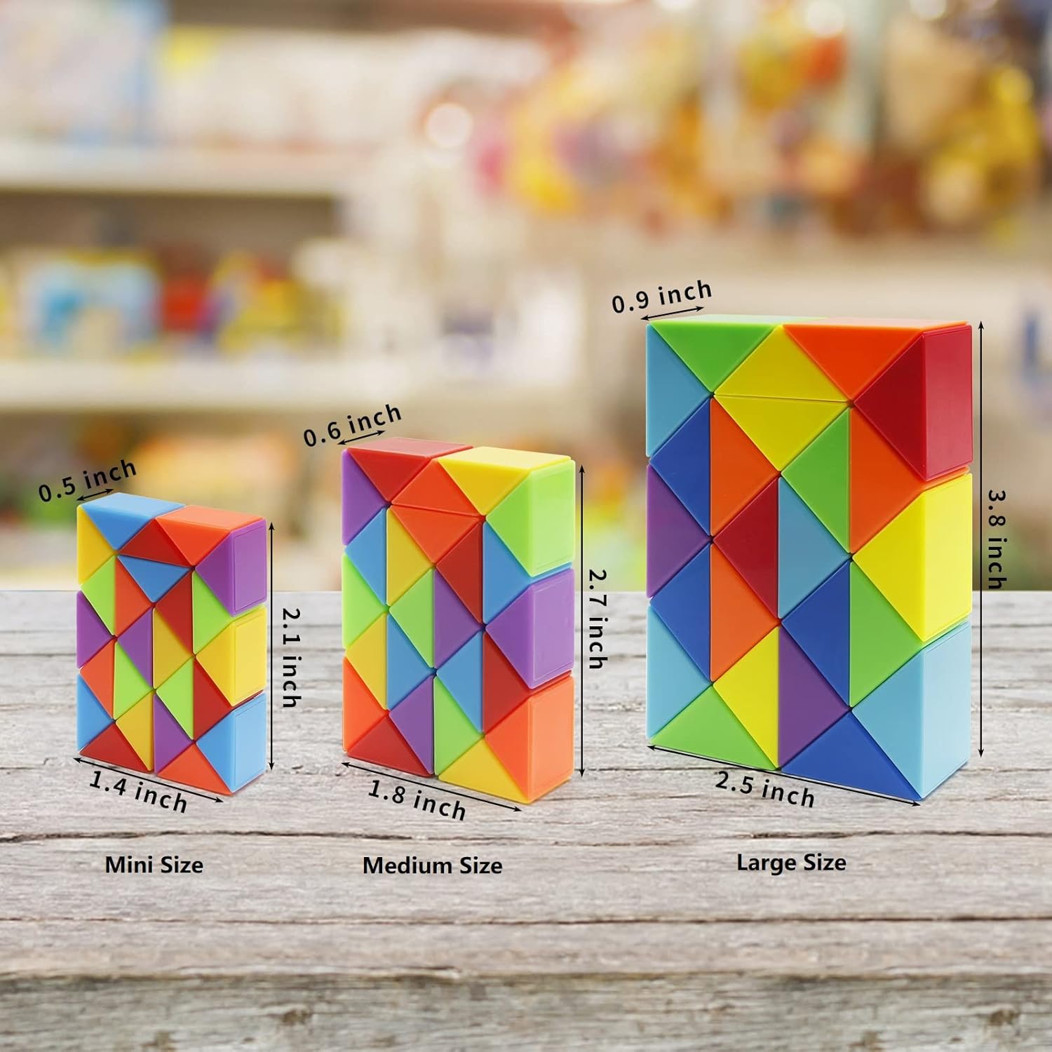 Ganowo 30 Pack Rainbow Fidget Snake Puzzle Toy