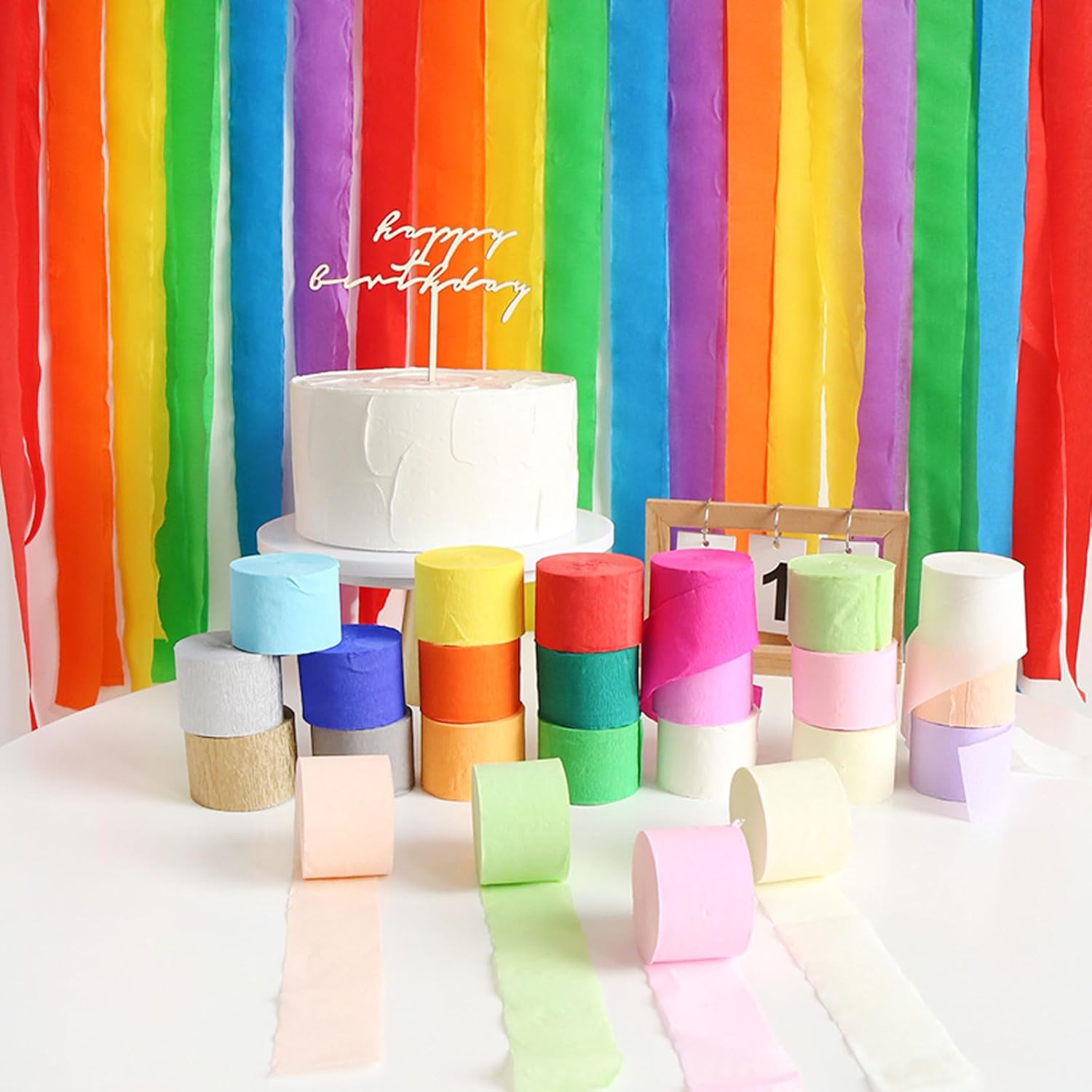 Rose Red Light Pink Orange Paper Streamers 6 Rolls