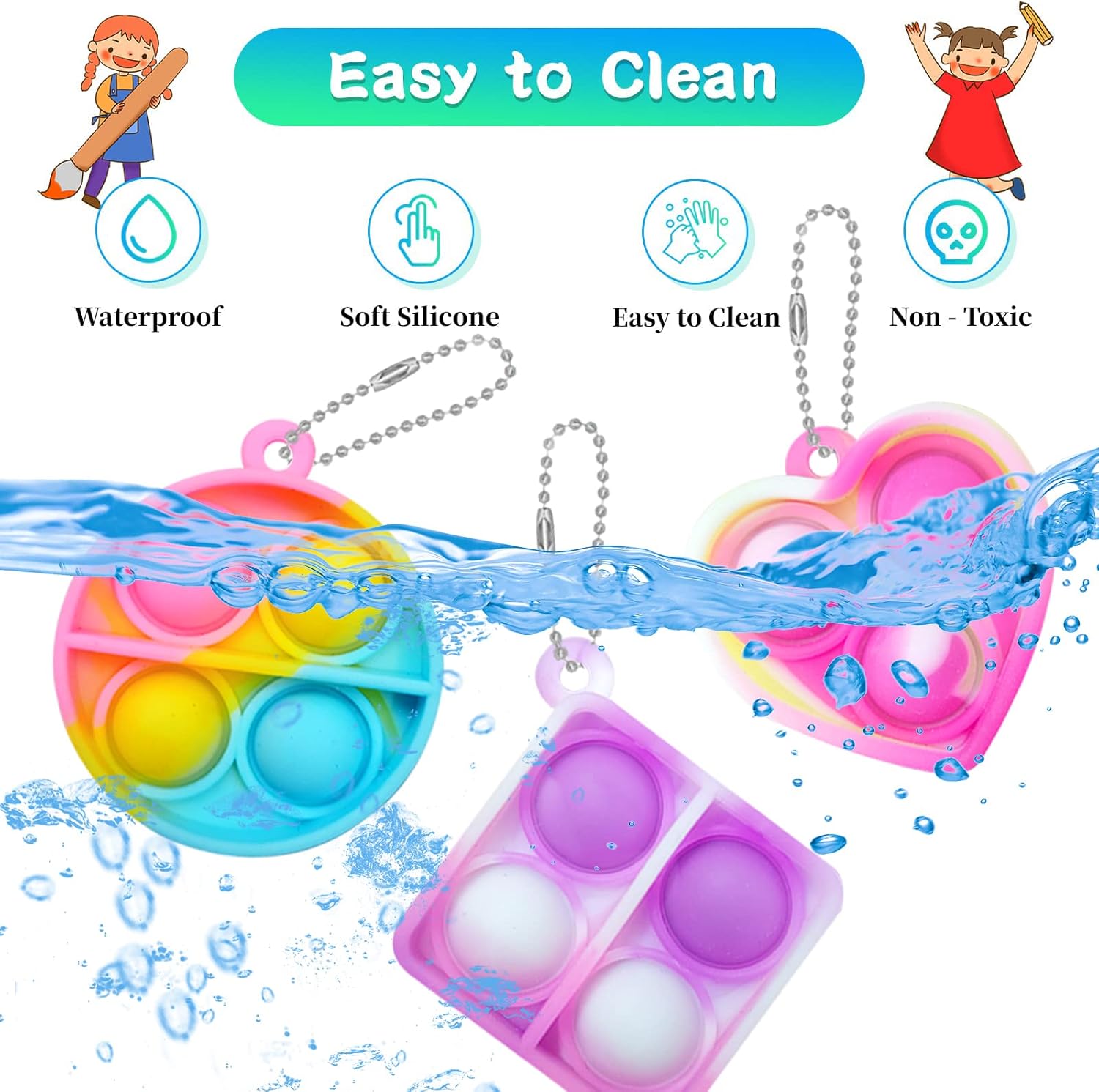 ONKULL Pop Fidget Keychain 30 Pack for Kids