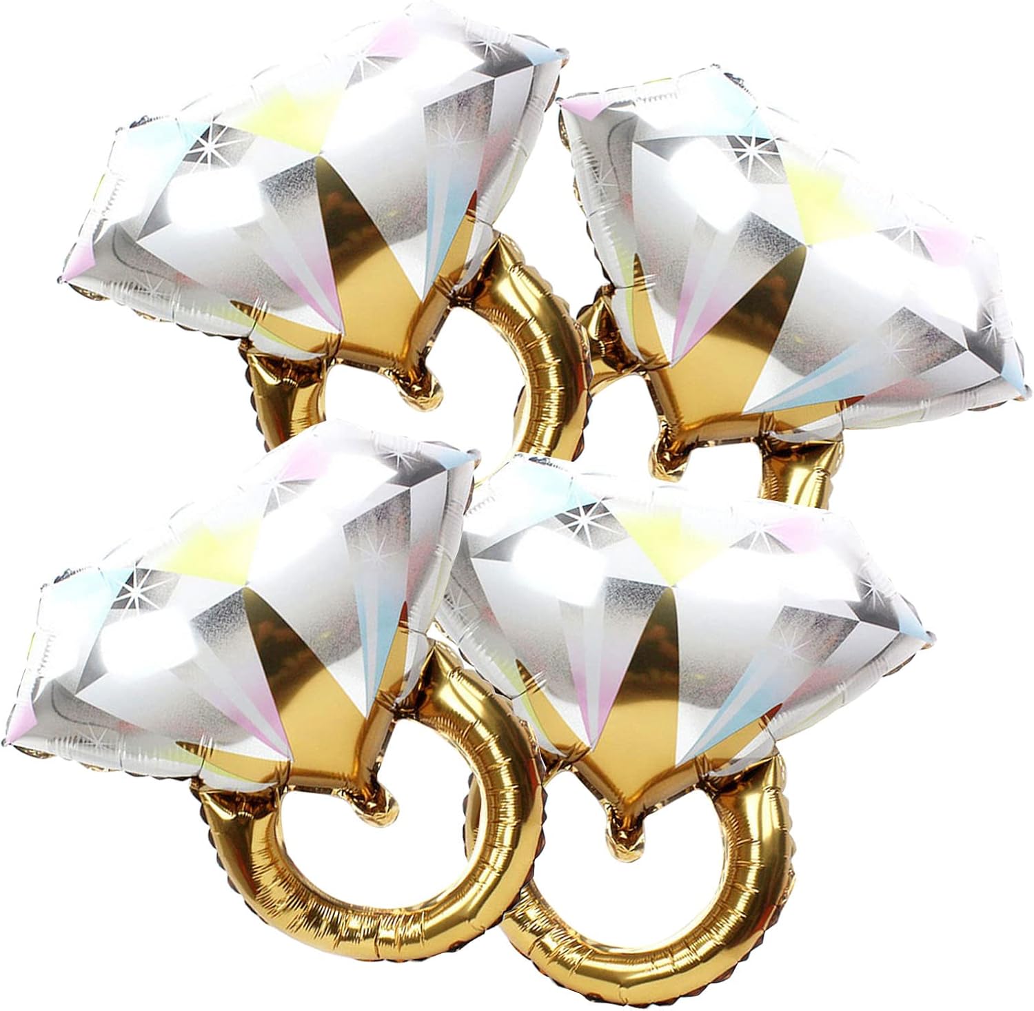 4pcs Diamond Engagement Ring Mylar Balloons for Wedding Parties