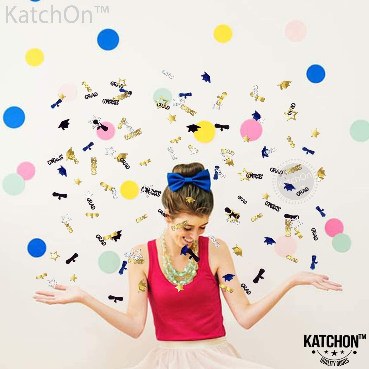 KatchOn 2025 Graduation Confetti Blue and Gold