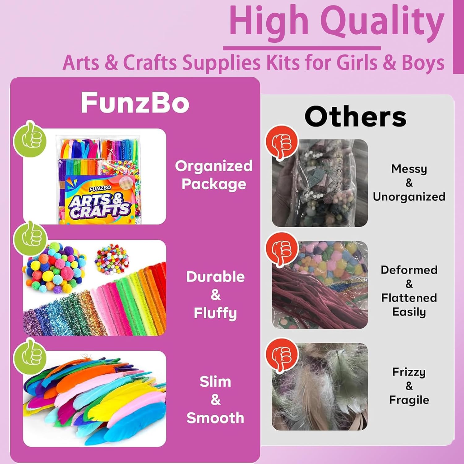FUNZBO 1200pcs Craft Kit for Kids - Arts Crafts Supplies