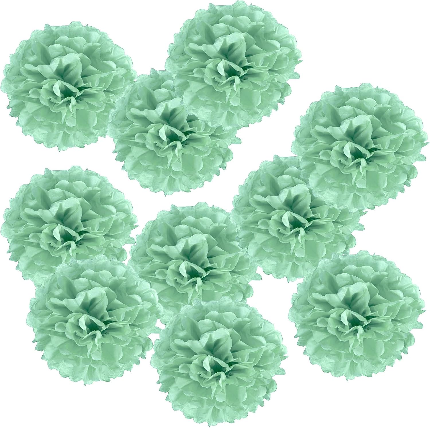 PATIKIL 4 Inch Tissue Pom Poms Flowers 10 Pack Mint Green