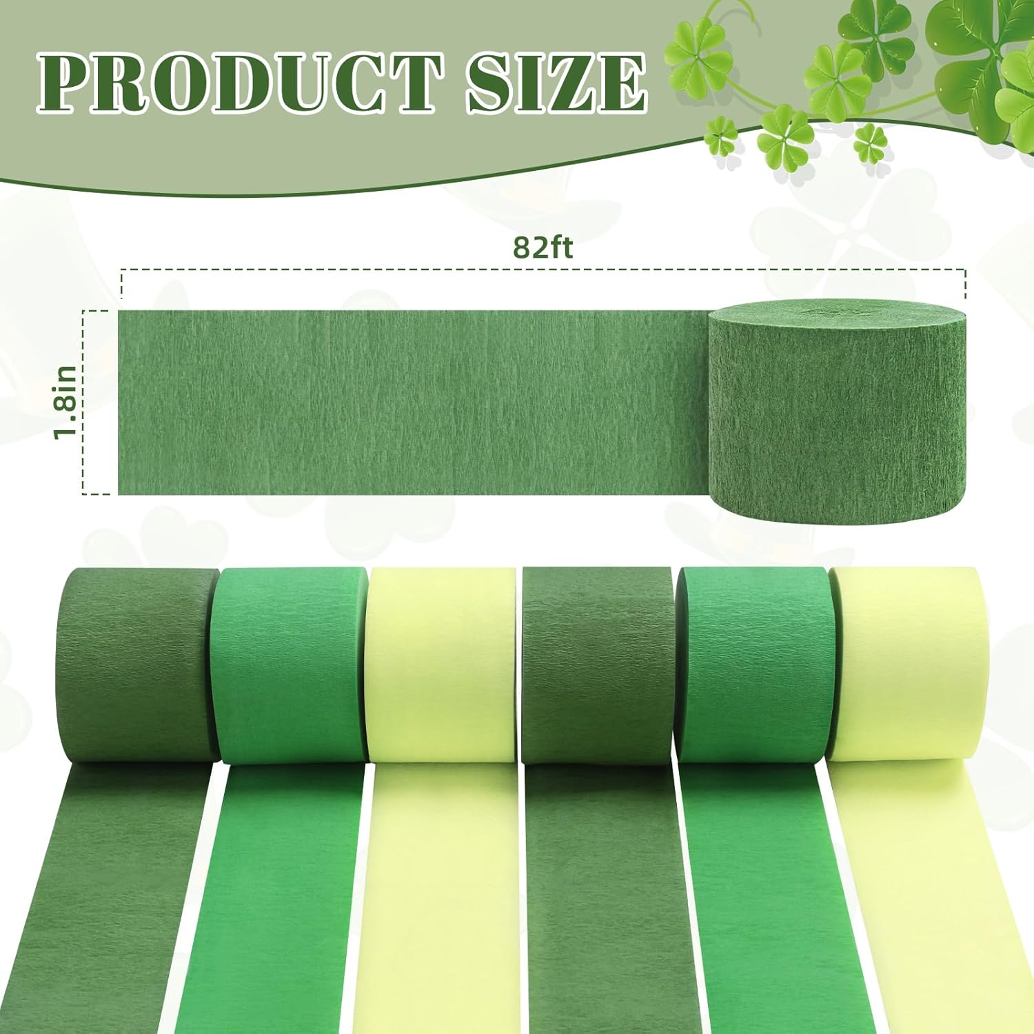 Green Streamers Party Decorations 6 Rolls Crepe Paper