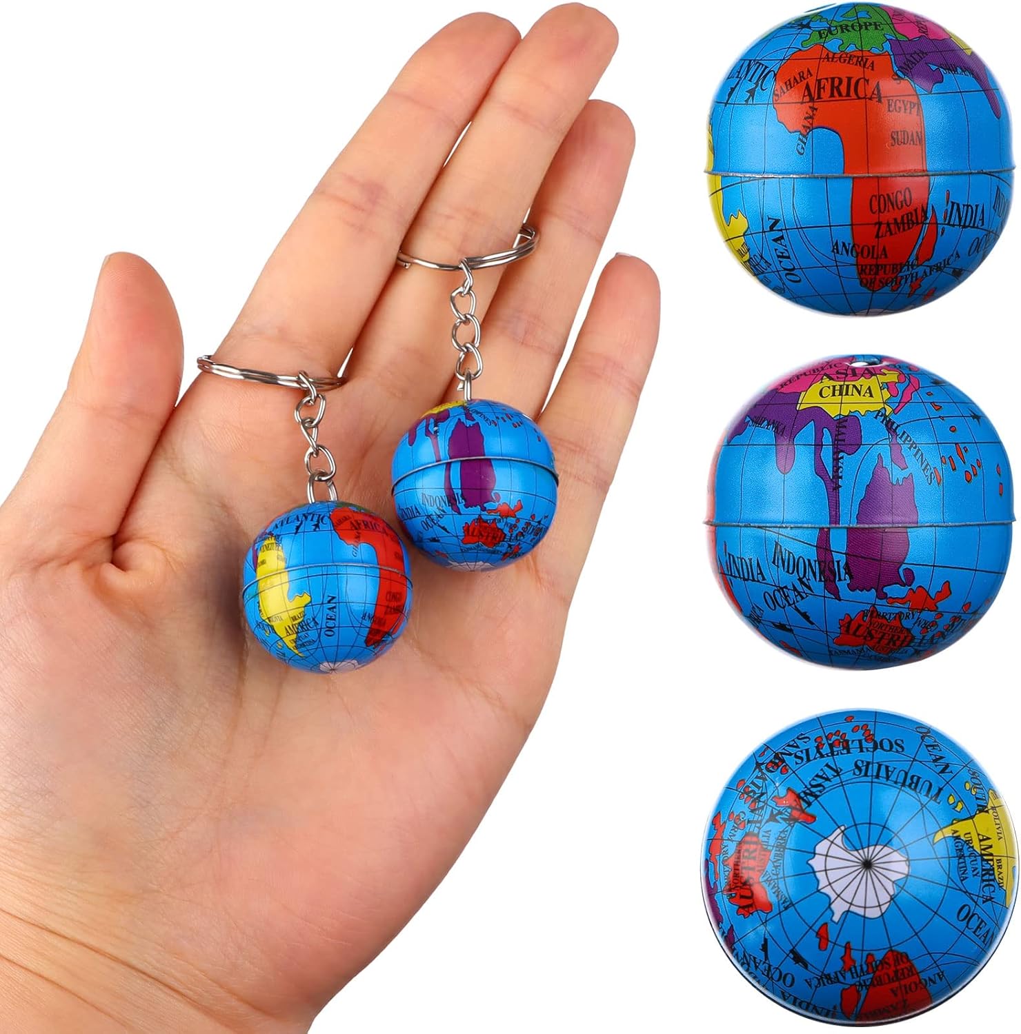 1 Inch Globe Keychains with Colorful Earth Replicas
