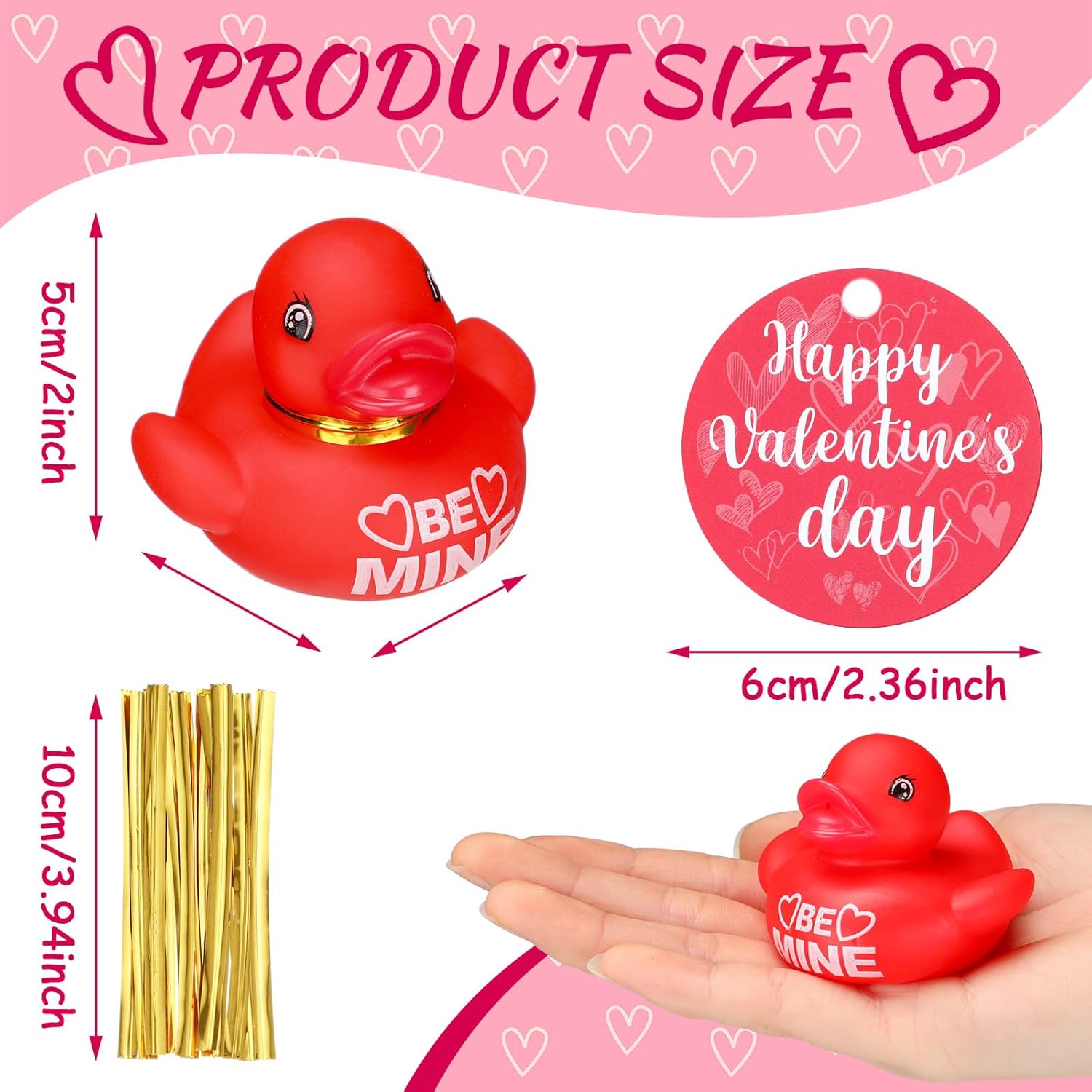 48 Valentines Rubber Ducks with Gift Cards and Gold Ropes