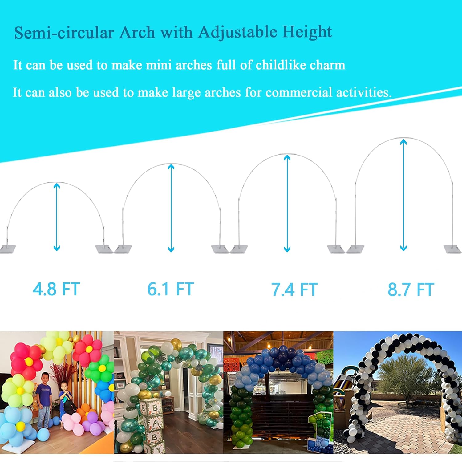 3IN1 Balloon Arch Stand Kit 75ft Round Backdrop Frame