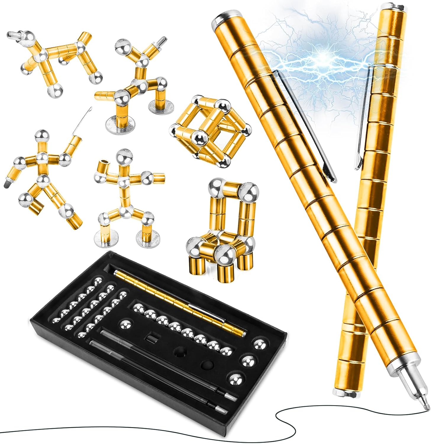 Magnetic Fidget Gold Pen Toy for Stress Relief and Anxiety
