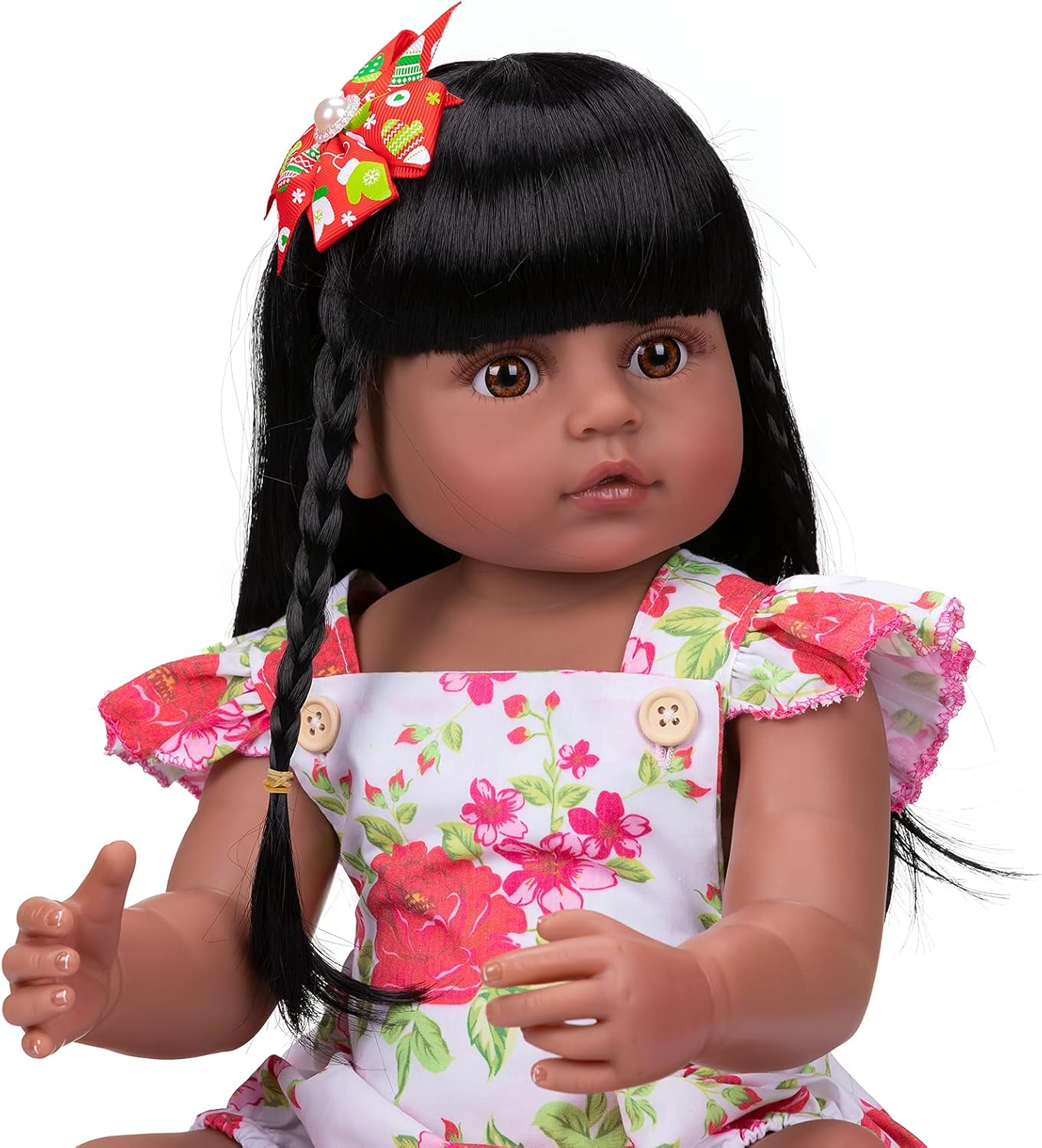 Angelbaby Realistic Black Reborn Baby Doll with Long Hair