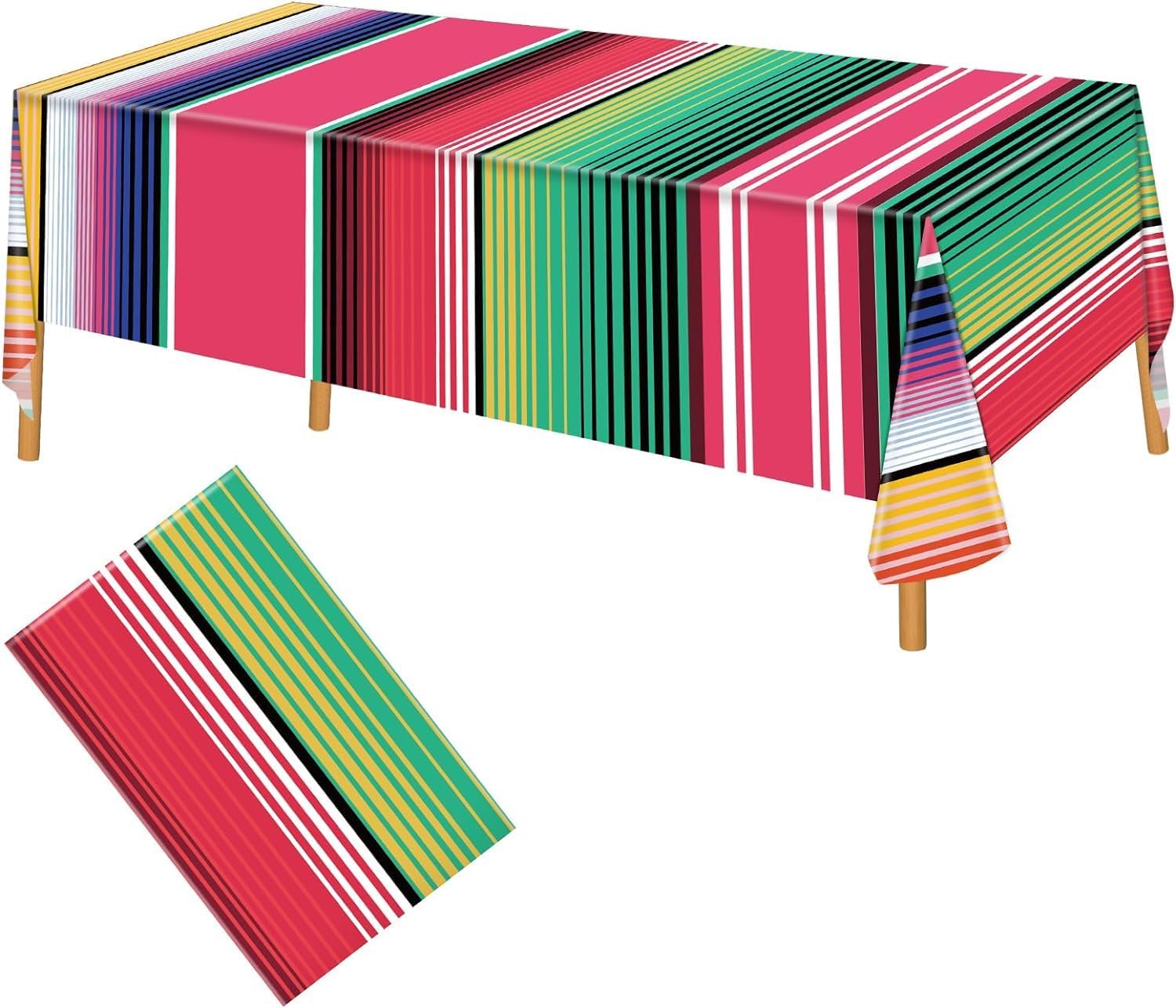 Hxezoc 3 Pack Mexican Striped Tablecloths 54x108 Inch