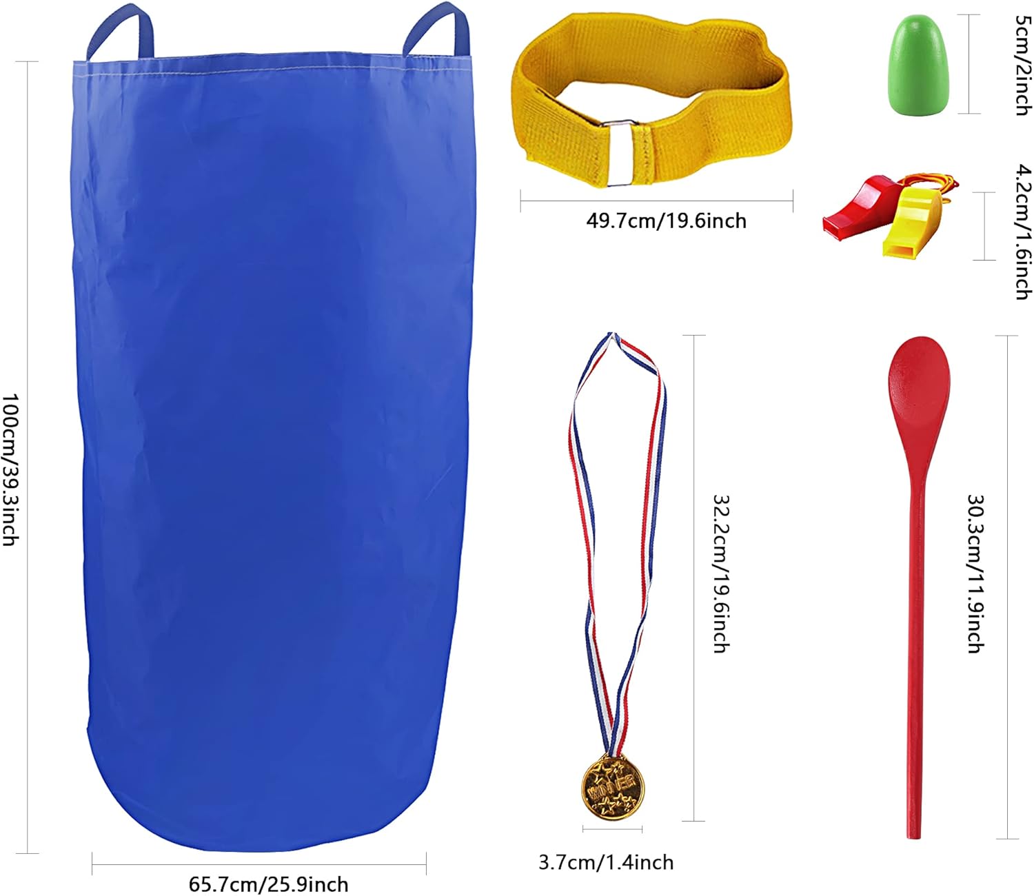 28PCS Potato Sack Race Bags with Gold Medals and Whistles