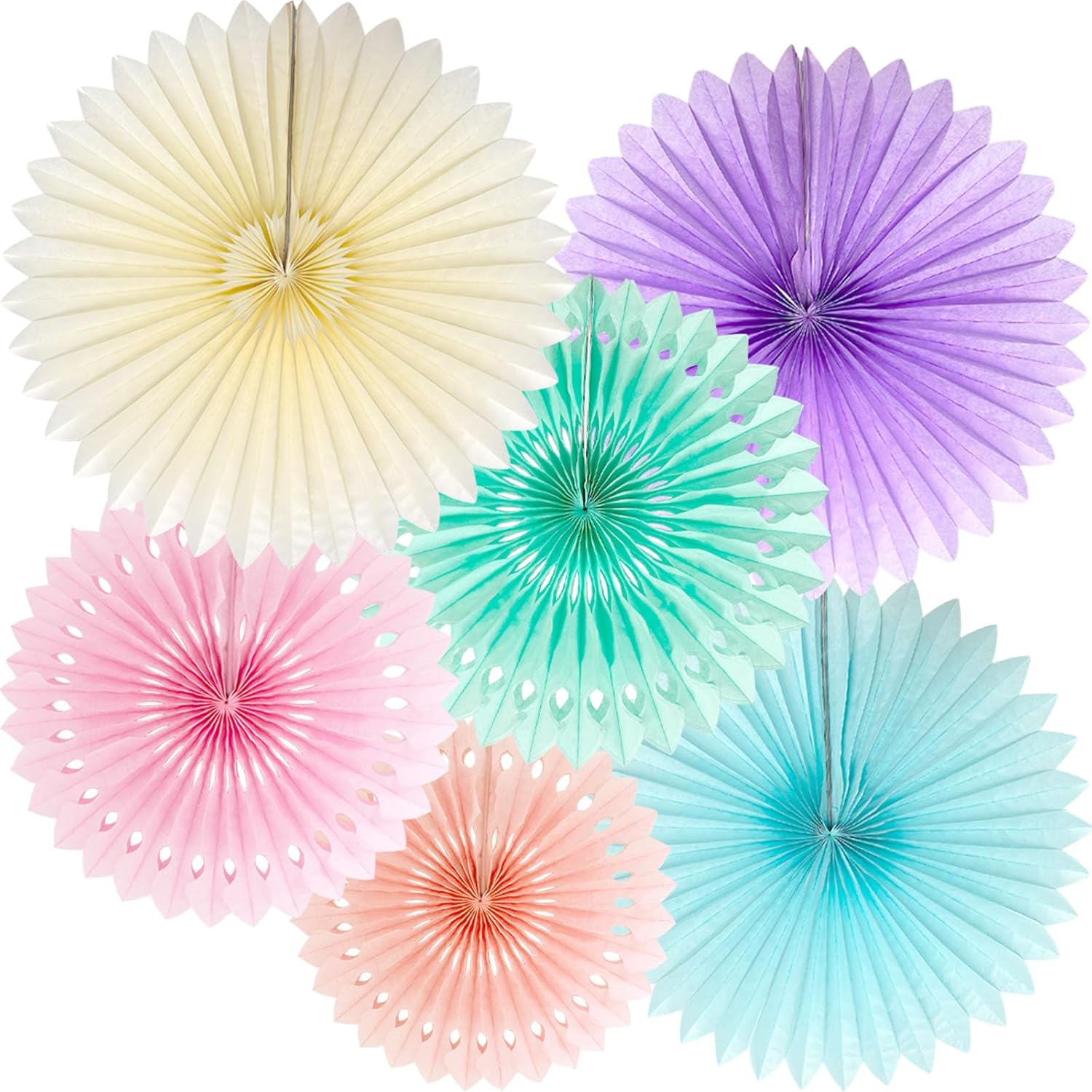Pastel Rainbow Paper Fans Decorations
