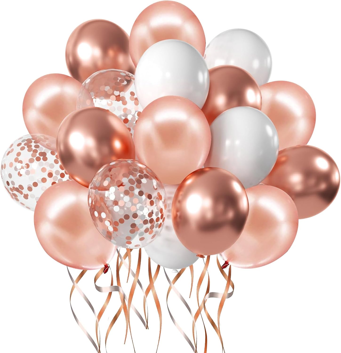 Zesliwy 50 Pack 12 Inch Rose Gold Balloons with 33 Feet Ribbon