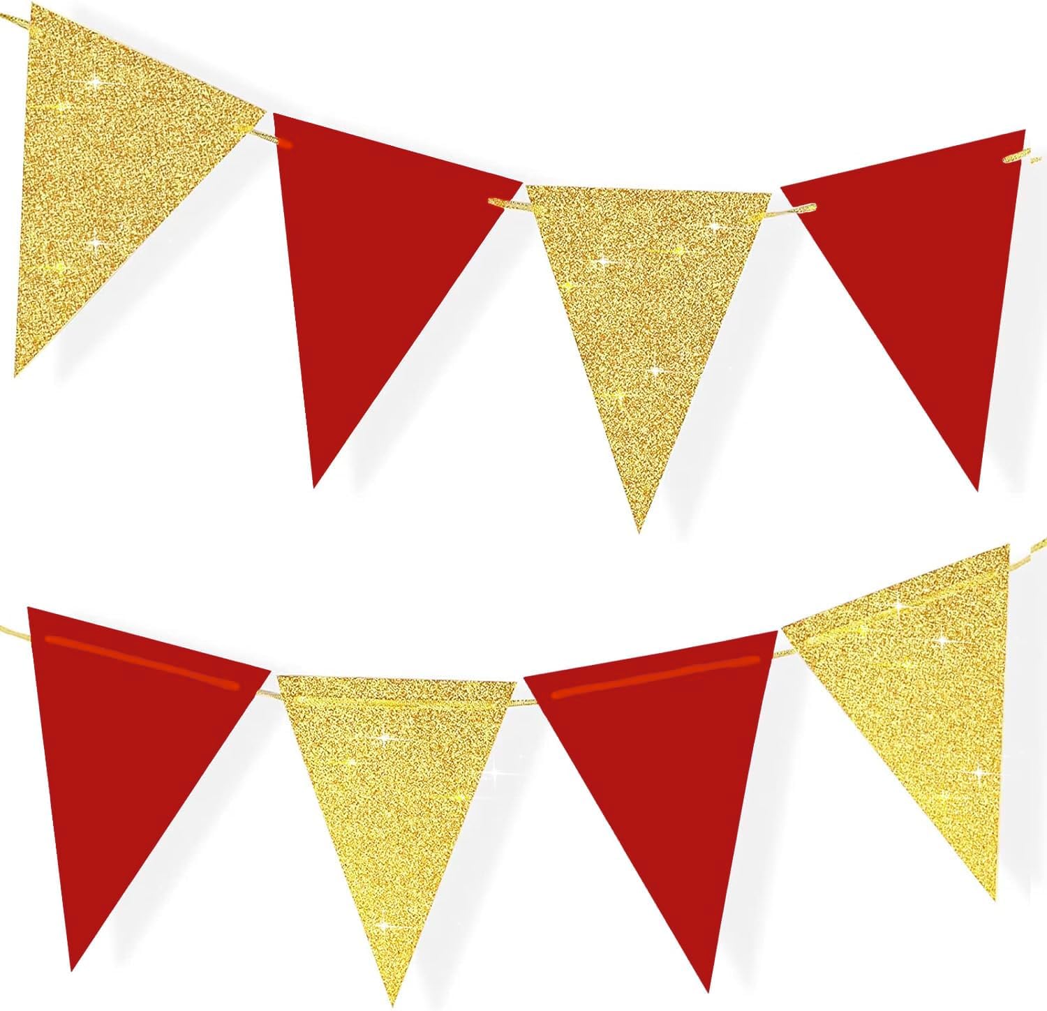 Red Gold Triangle Banners for Graduation and Christmas
