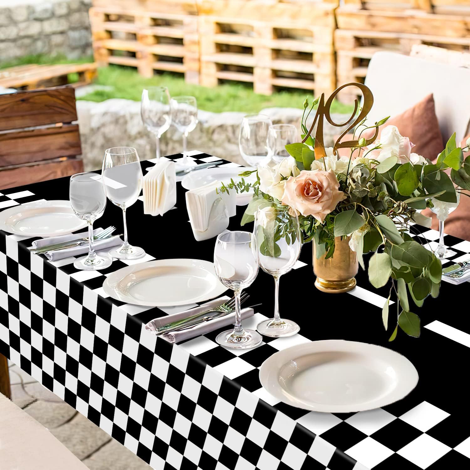 3 Pack Checkered Race Car Party Tablecloths