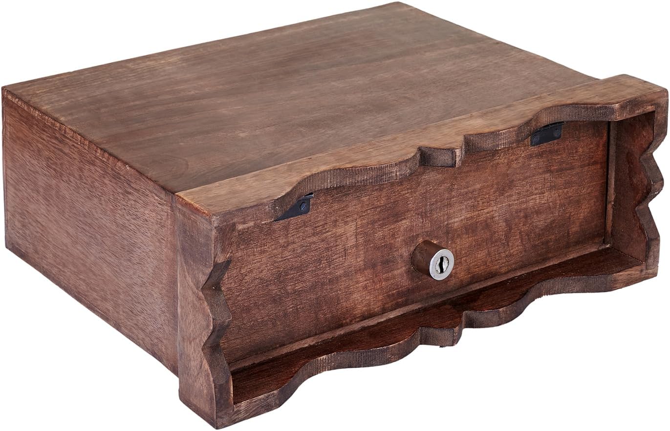 Wedding Card Box with Slit and Lock - Walnut