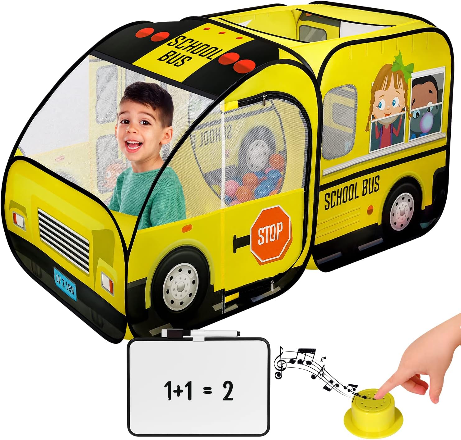 Kiddzery School Bus Pop Up Play Tent for Kids