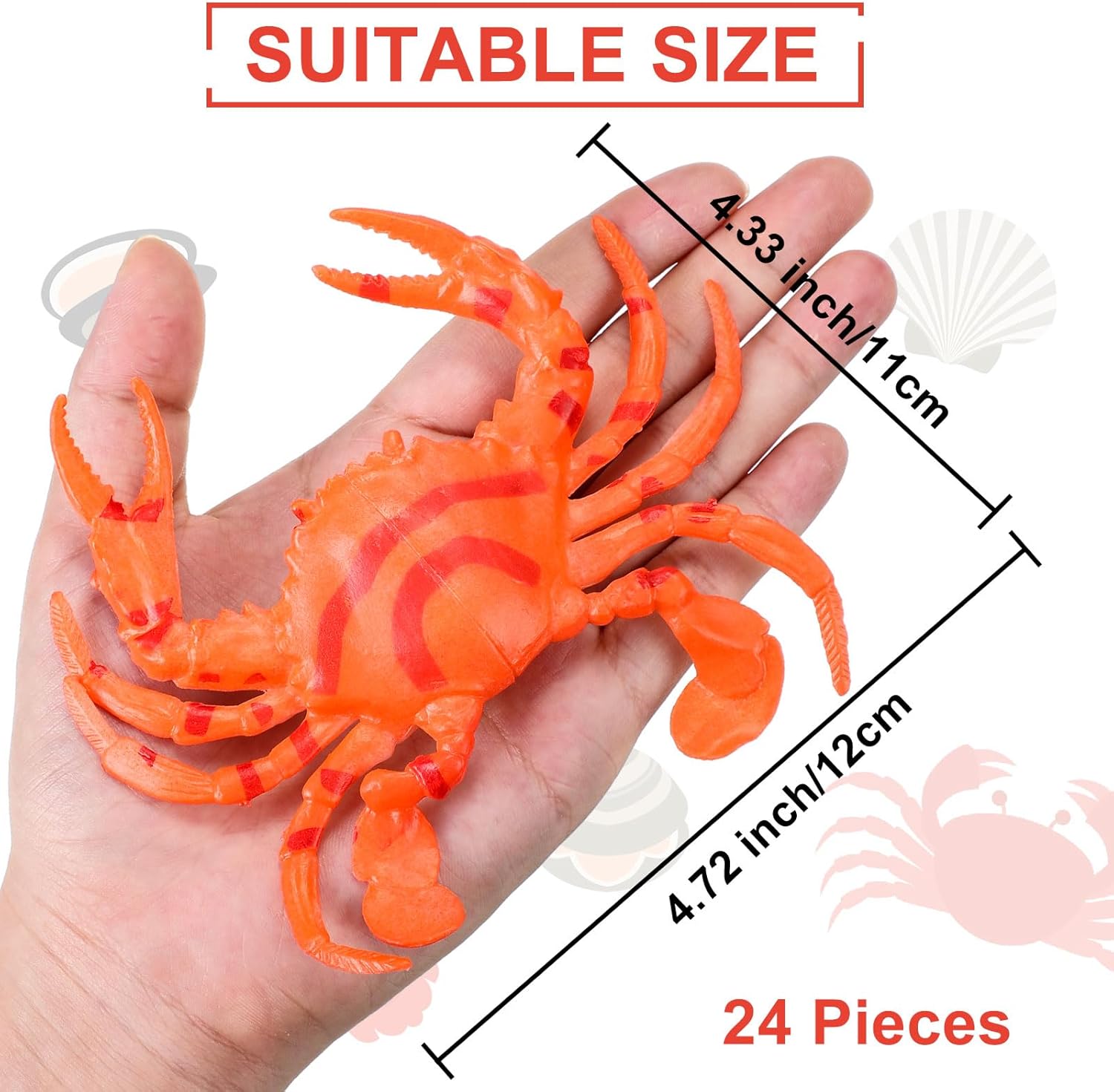 Poen 24 Pcs Realistic Plastic Crab Decorations