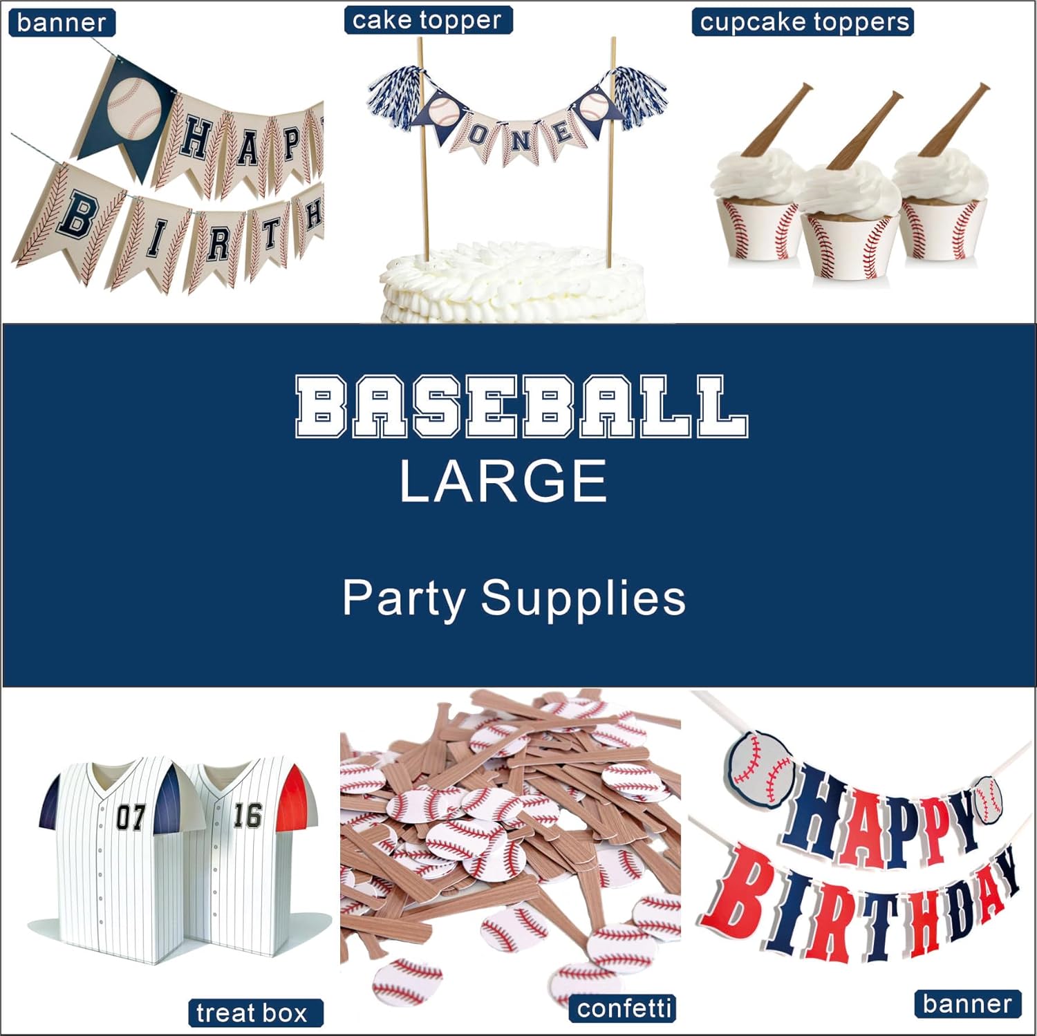 Baseball Birthday Banner Set with Thread and Needle