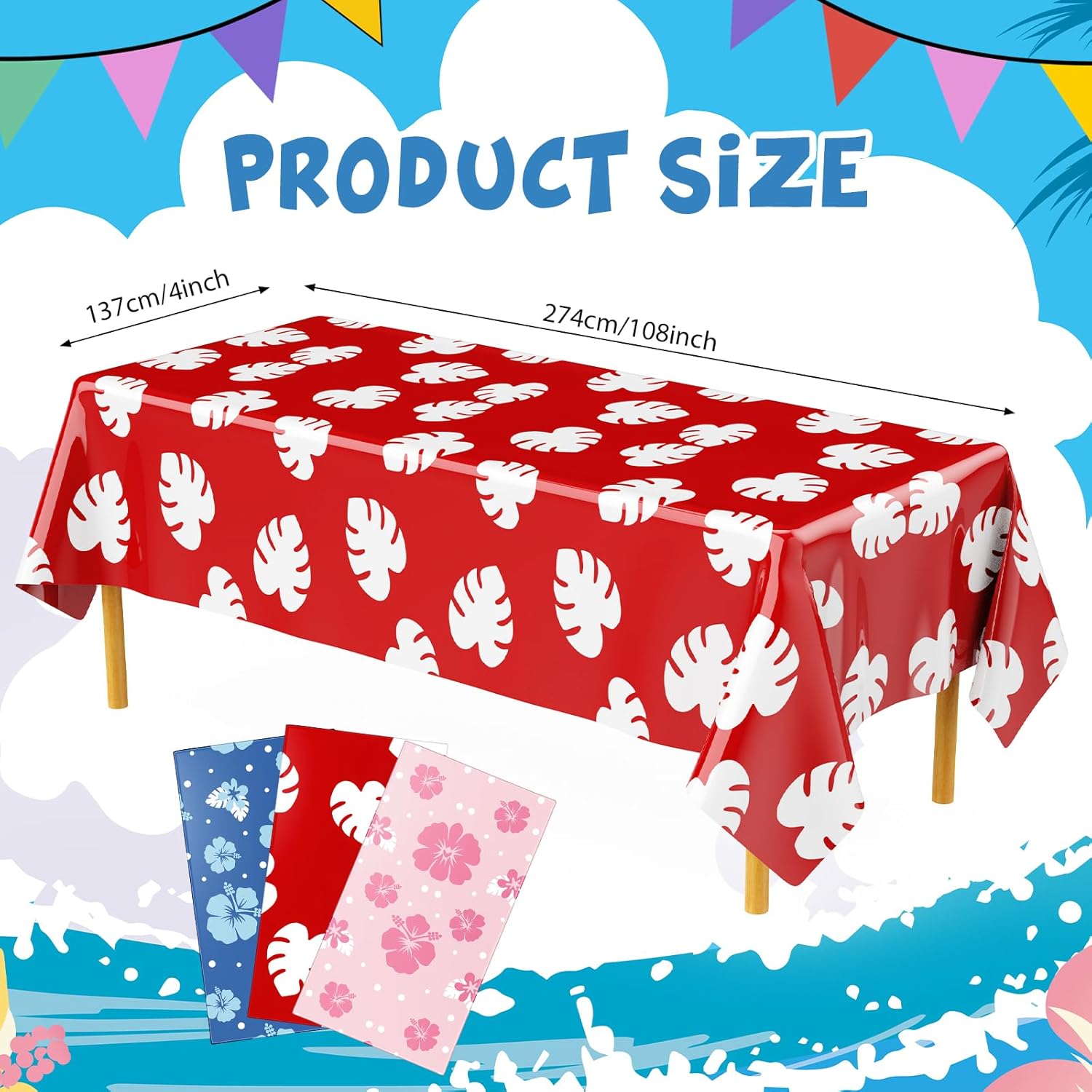 Oudain 3-Pack Blue Alien Cartoon Tablecloths