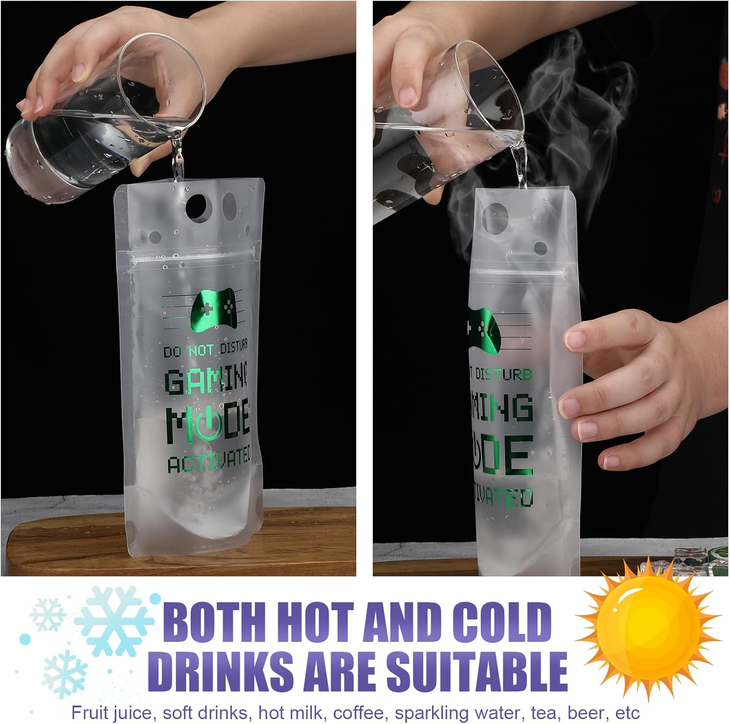 Suclain 24 Pcs Video Game Party Drink Pouch Cups with Straws