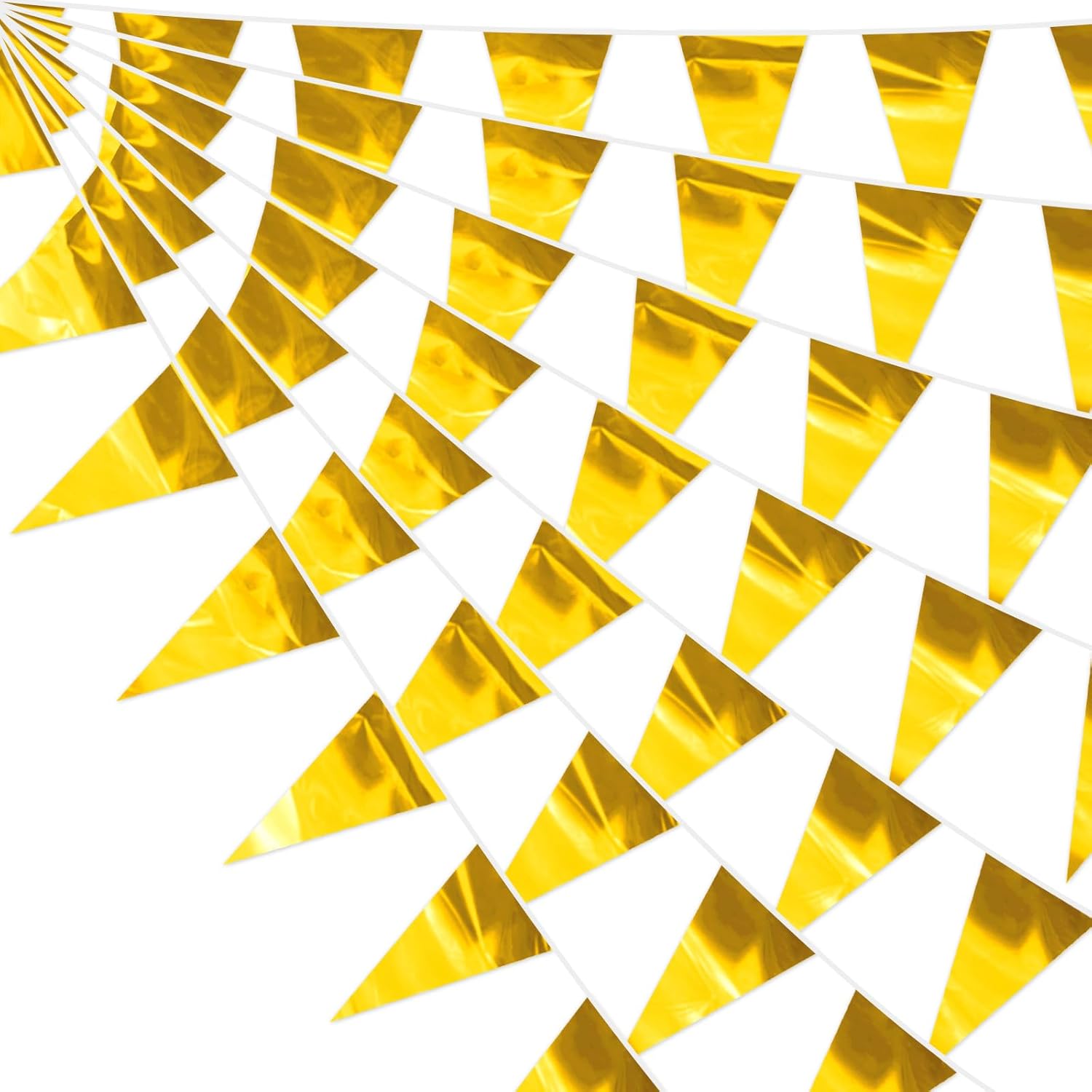 65FT Gold Glitter Triangle Pennant Banner Flag for Celebrations
