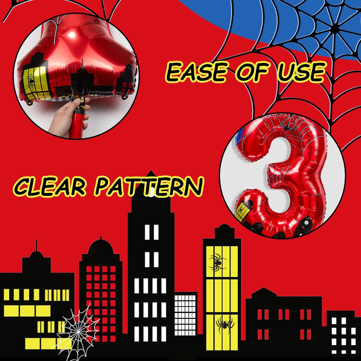 40 Inch Spider Theme Number Foil Balloons