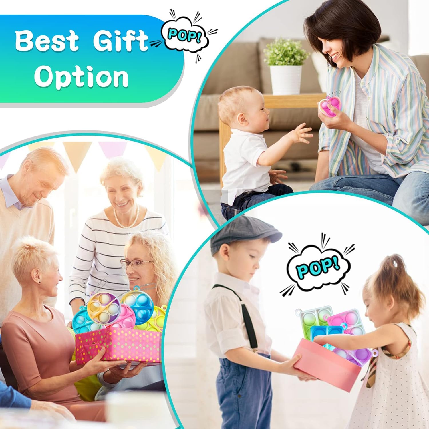 ONKULL Pop Fidget Keychain 30 Pack for Kids