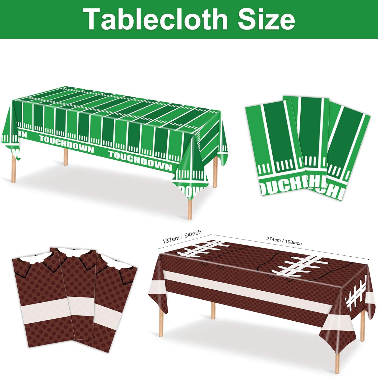 Football Party Supplies Kit Serve 24 Includes Plates Cups Napkins Banner Tablecloth