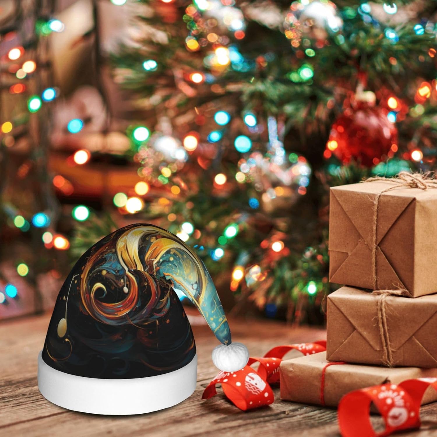 Music Symbol Christmas Santa Hat Plush Funny Adult Party Hat