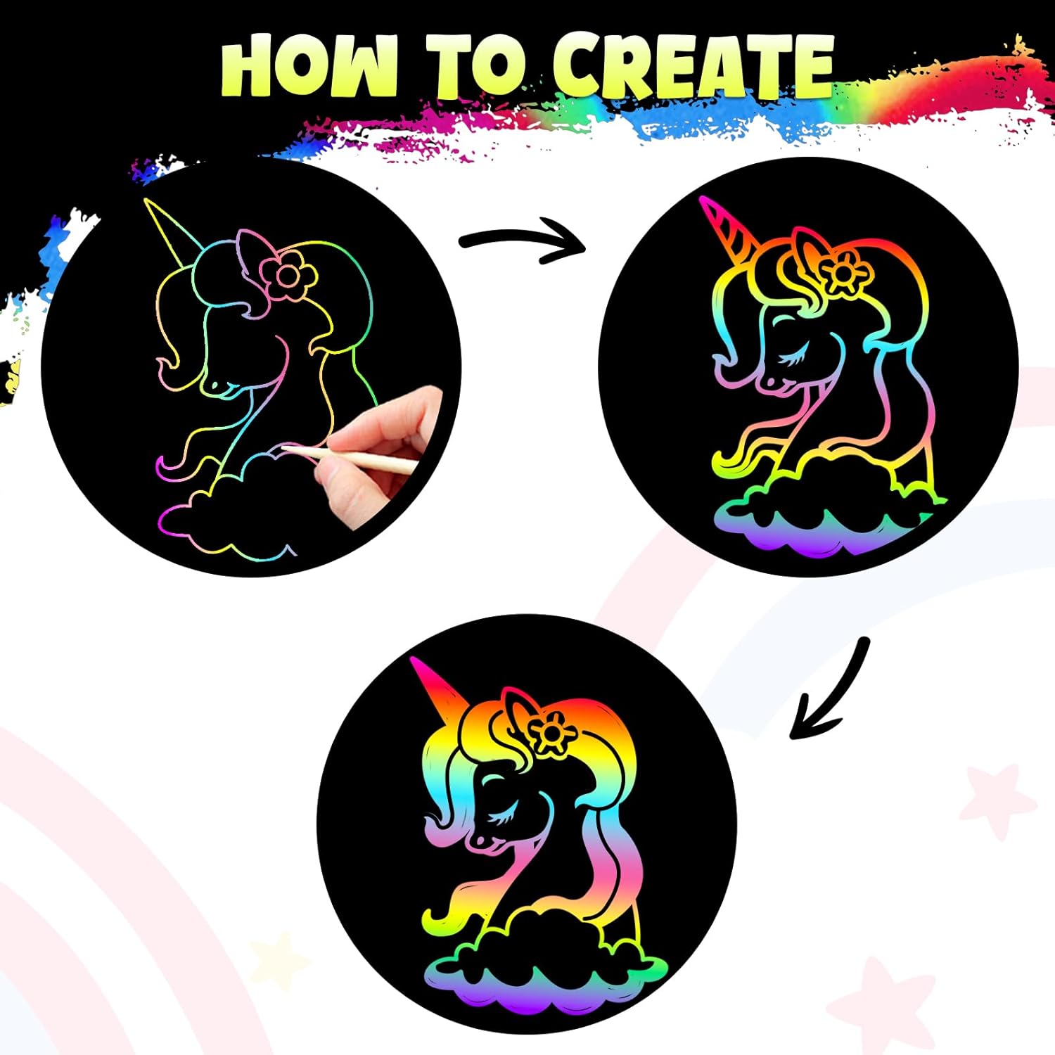 ZMLM Rainbow Scratch Art Papers with Styluses for Kids and Teens