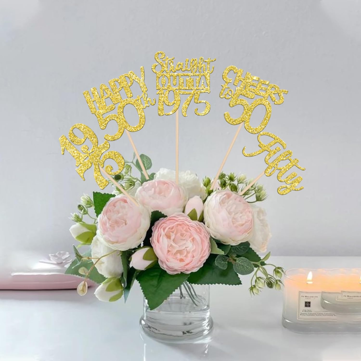 50th Birthday Centerpieces Sticks Gold Decorations