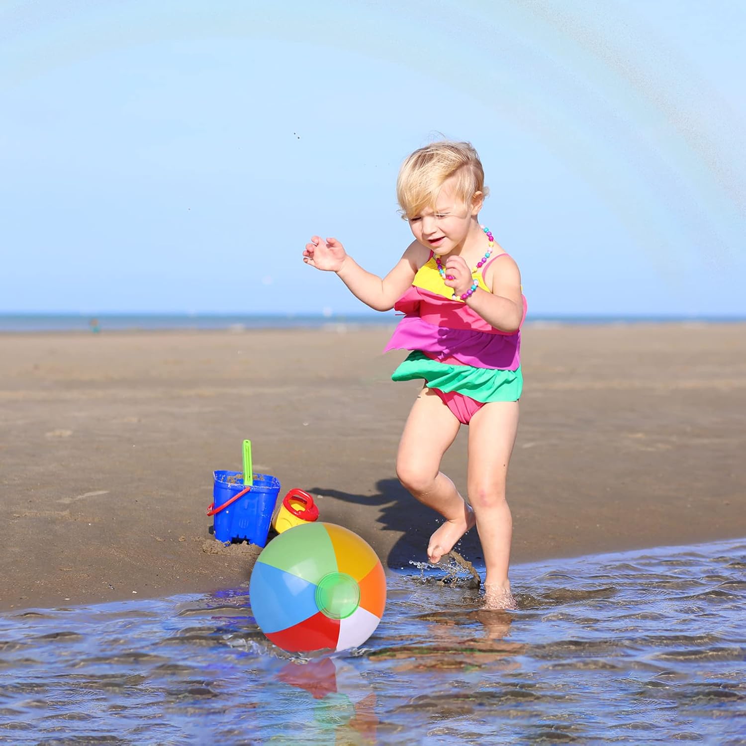 SYZ 12 Inflatable Beach Balls 12 Pack Rainbow