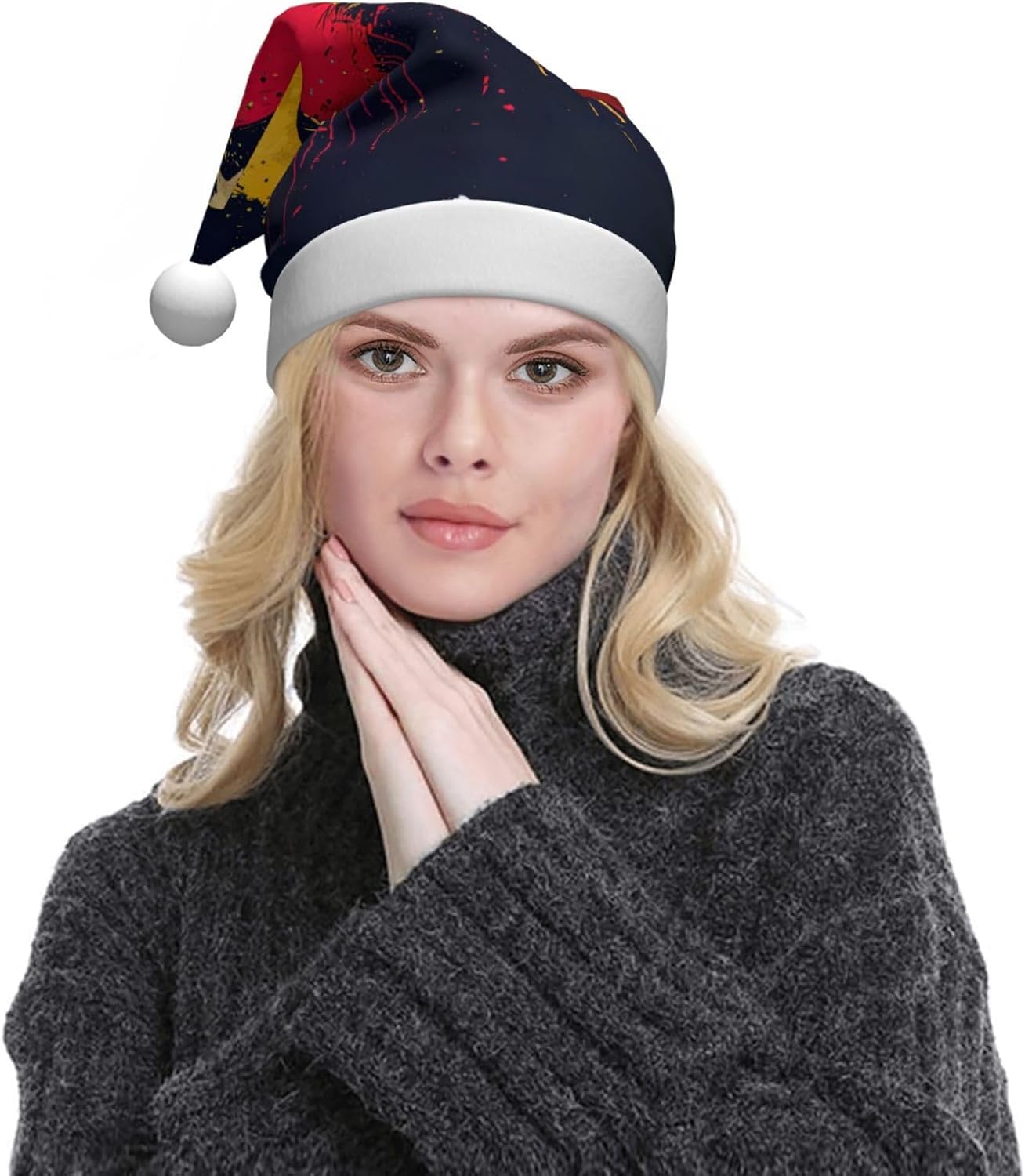 Venezuela Flag Print Christmas Santa Hat Plush for Adults
