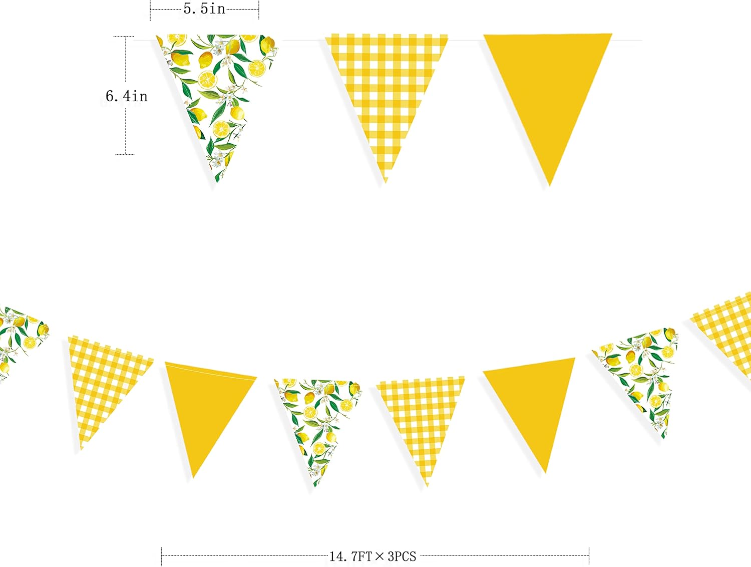 44 Ft Lemon Theme Bunting Banner Garland for Parties