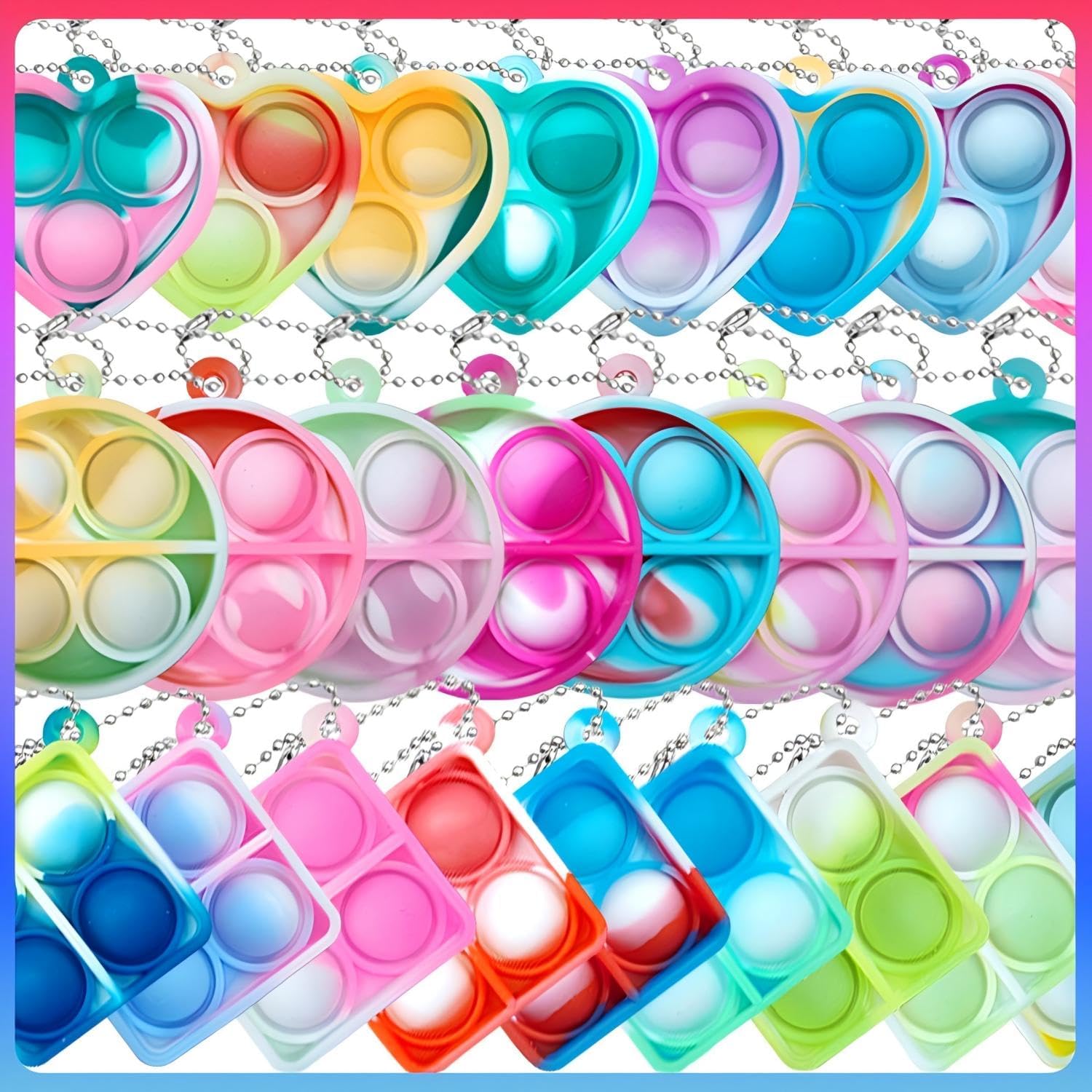 ONKULL Pop Fidget Keychain 30 Pack for Kids
