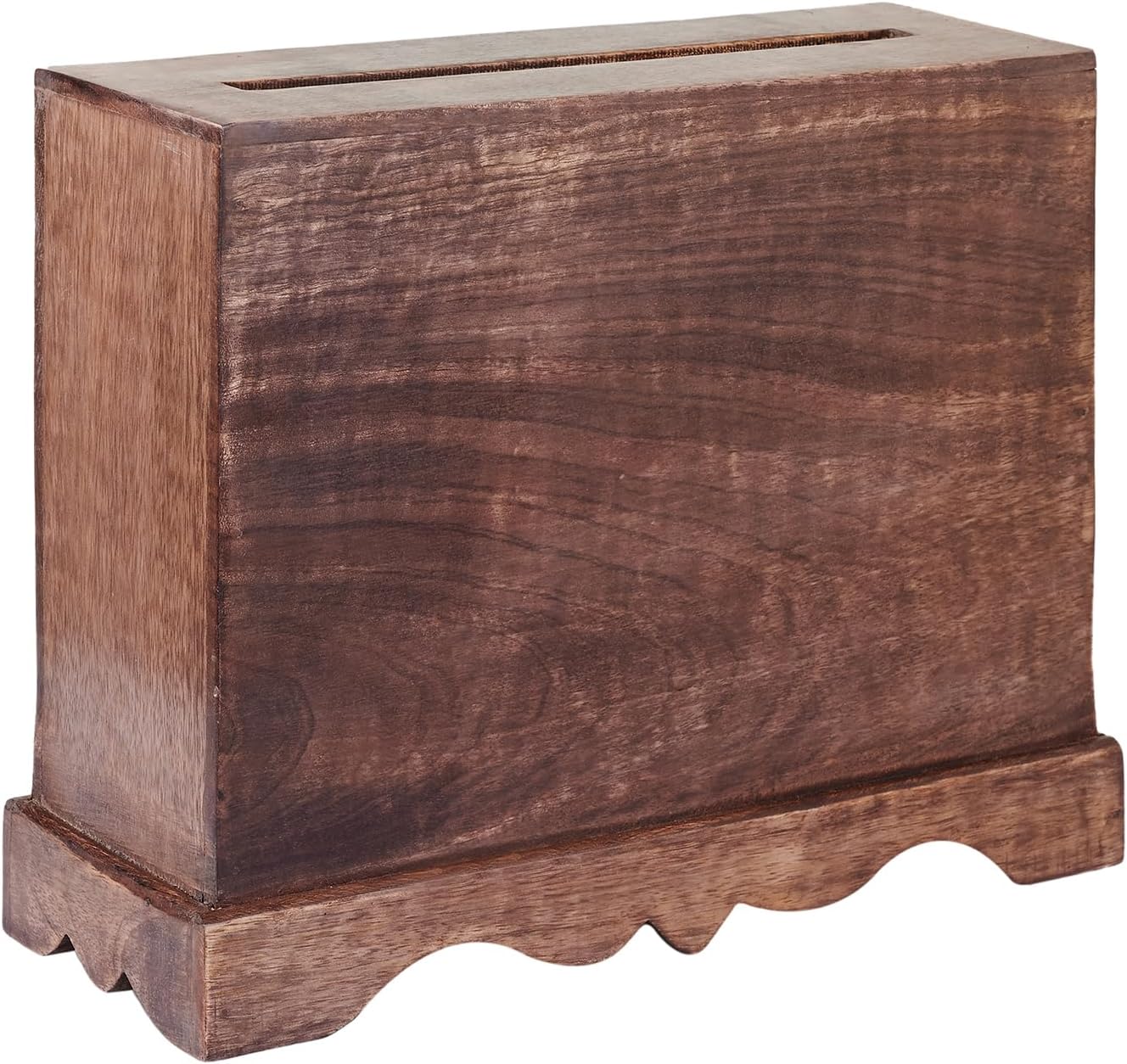 Wedding Card Box with Slit and Lock - Walnut