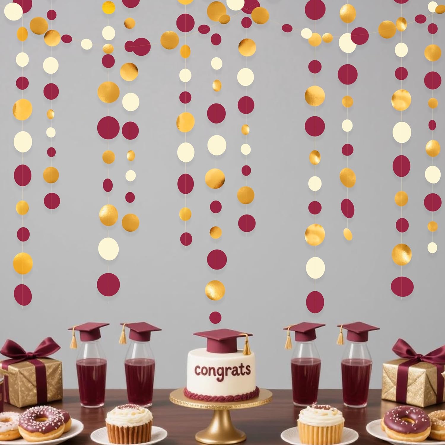 46 Ft Maroon Gold Party Garland Decorations