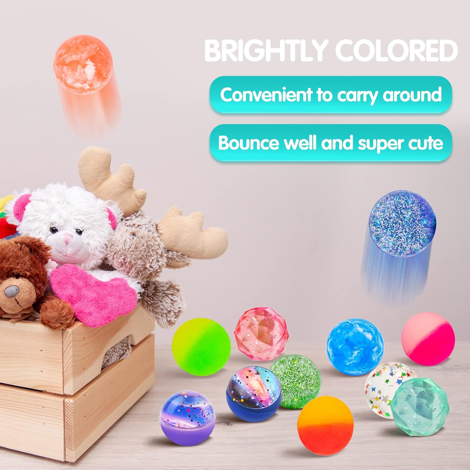 24 Pack Bouncy Balls 32mm 6 Styles Party Favors for Kids