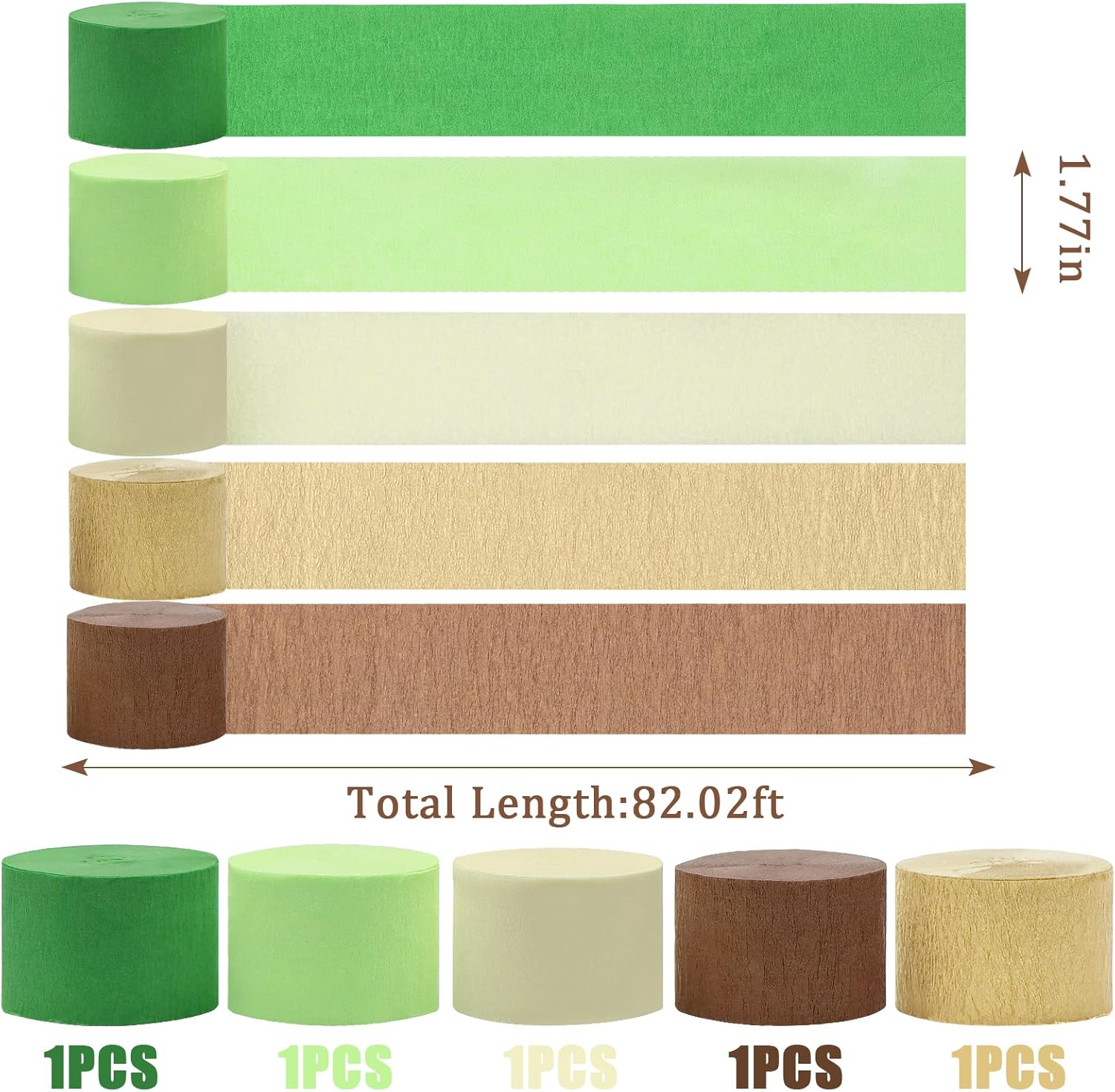 5 Rolls Crepe Paper Streamers for Party Decorations