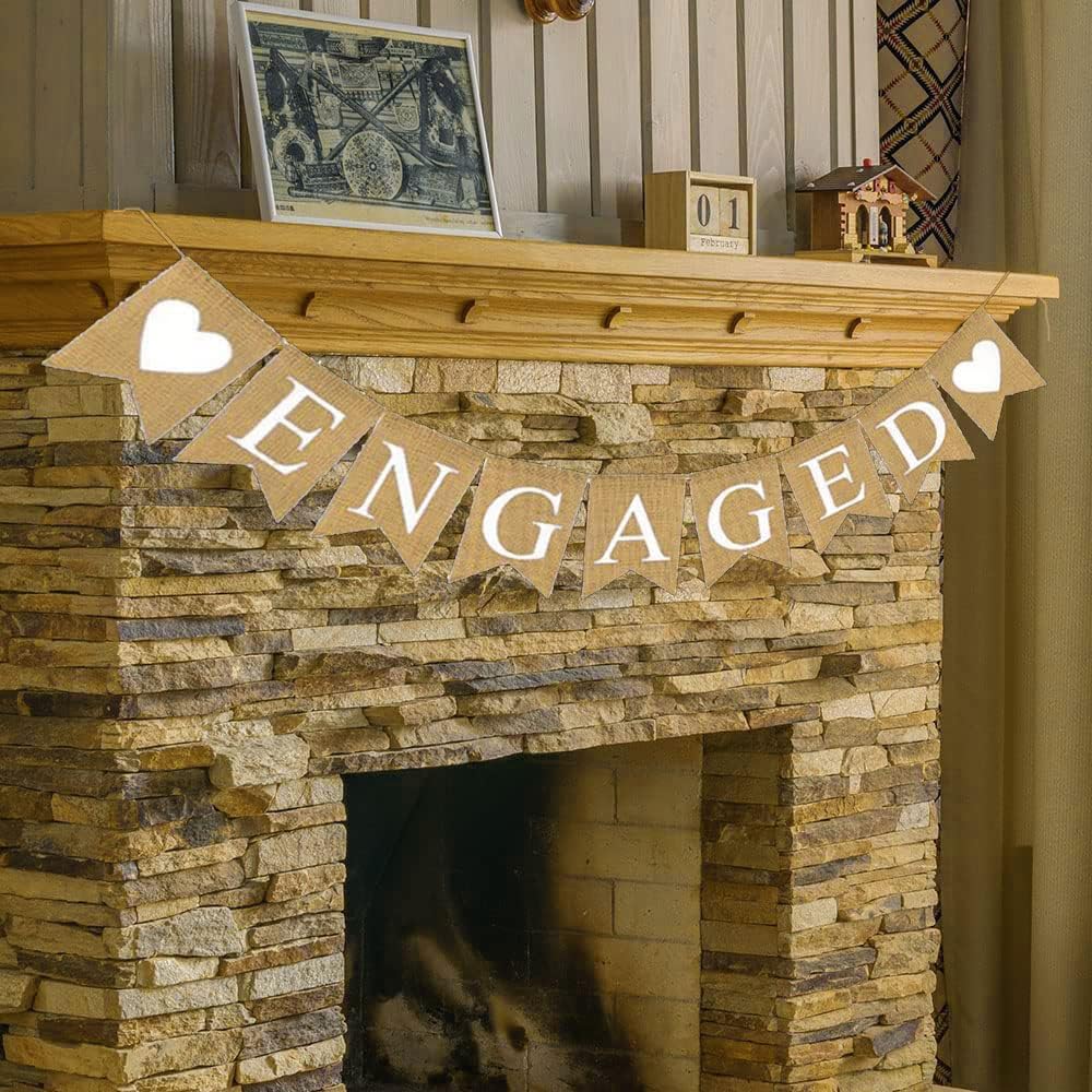 Engaged Burlap Banner Rustic Engagement Party Decorations