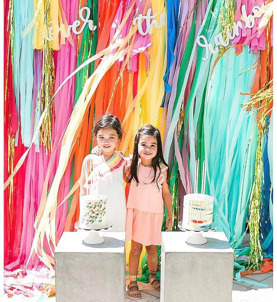 Binpeng 433ft Rainbow Crepe Paper Streamers for Parties