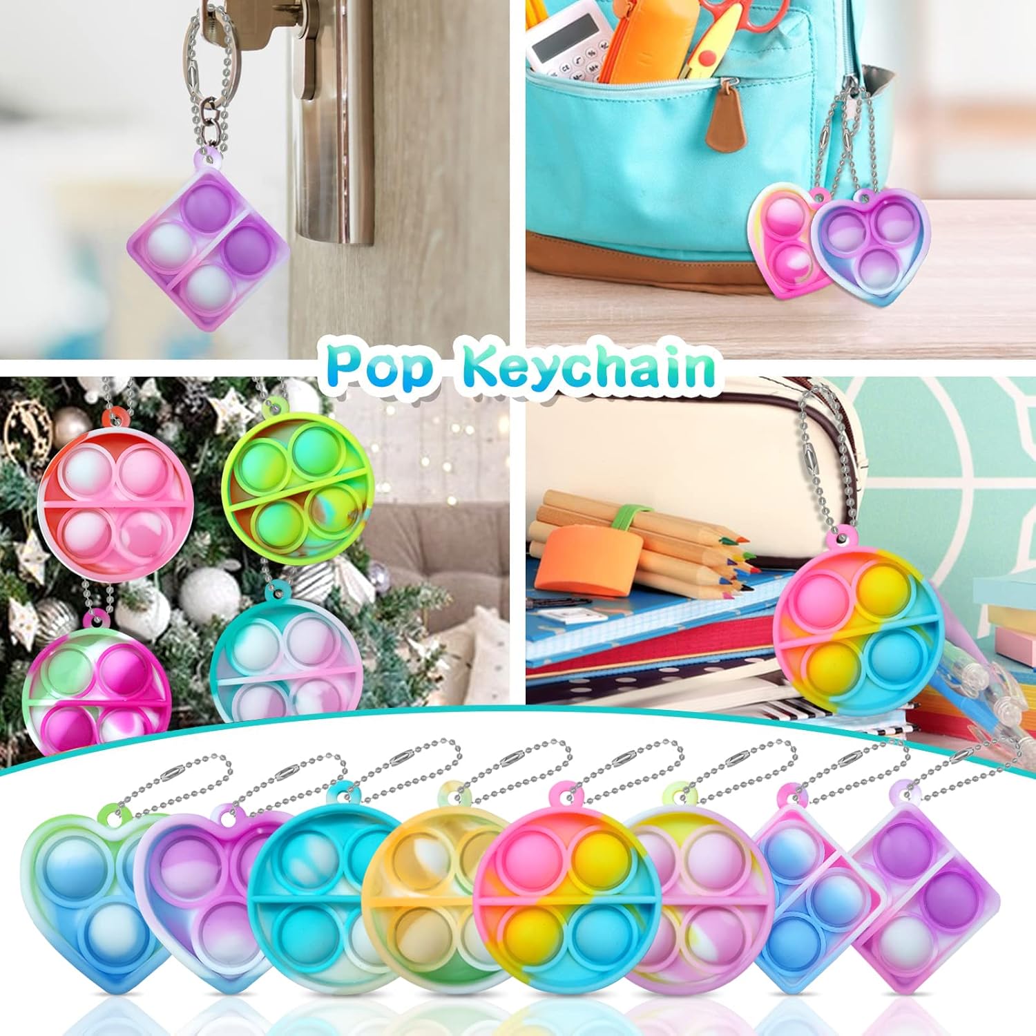 ONKULL Pop Fidget Keychain 30 Pack for Kids
