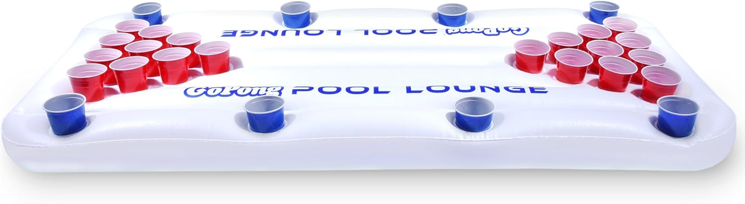 GoPong Pool Lounge Beer Pong Inflatable White