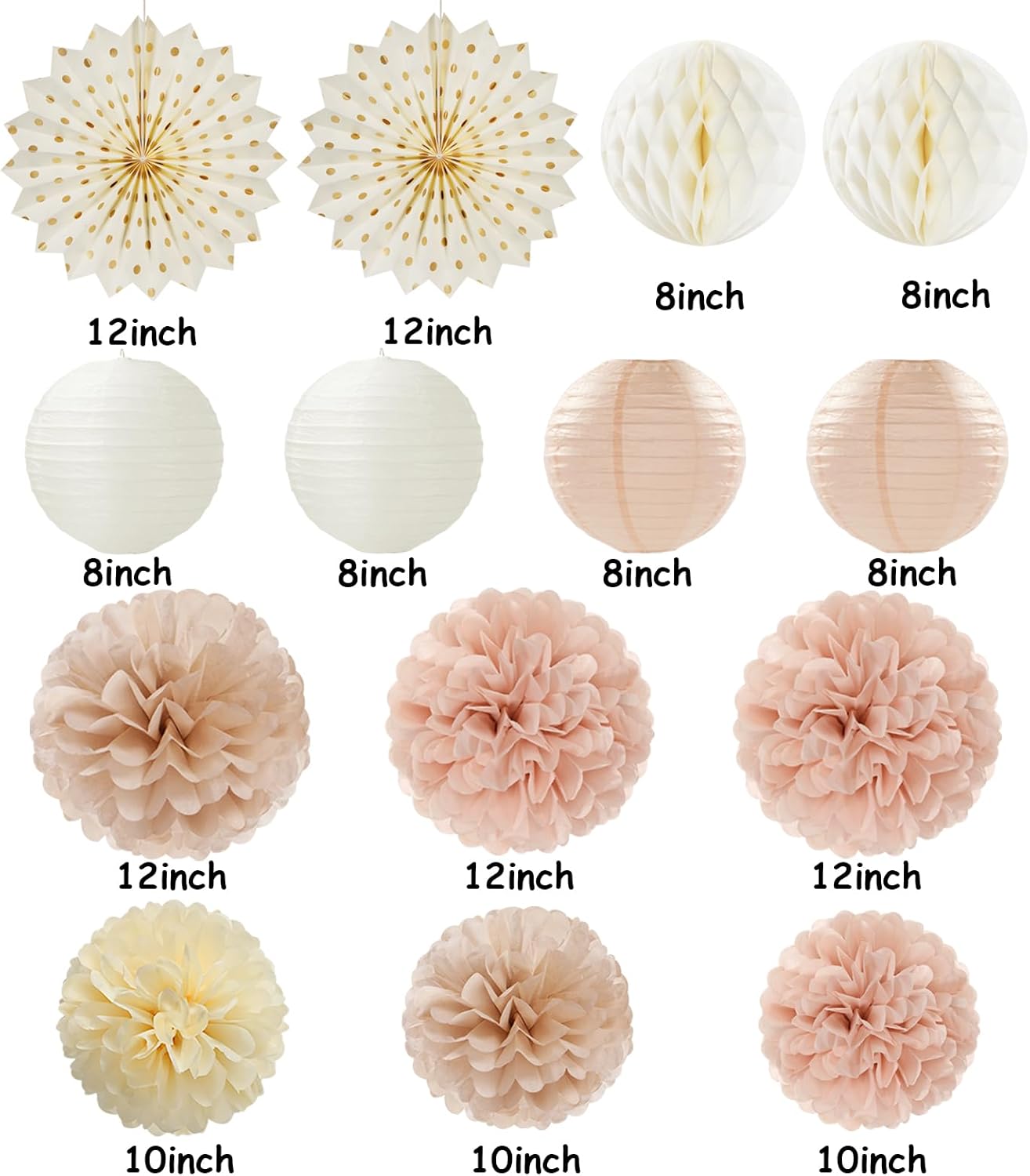 Champagne Gold Beige Peach Boho Party Decor Streamers