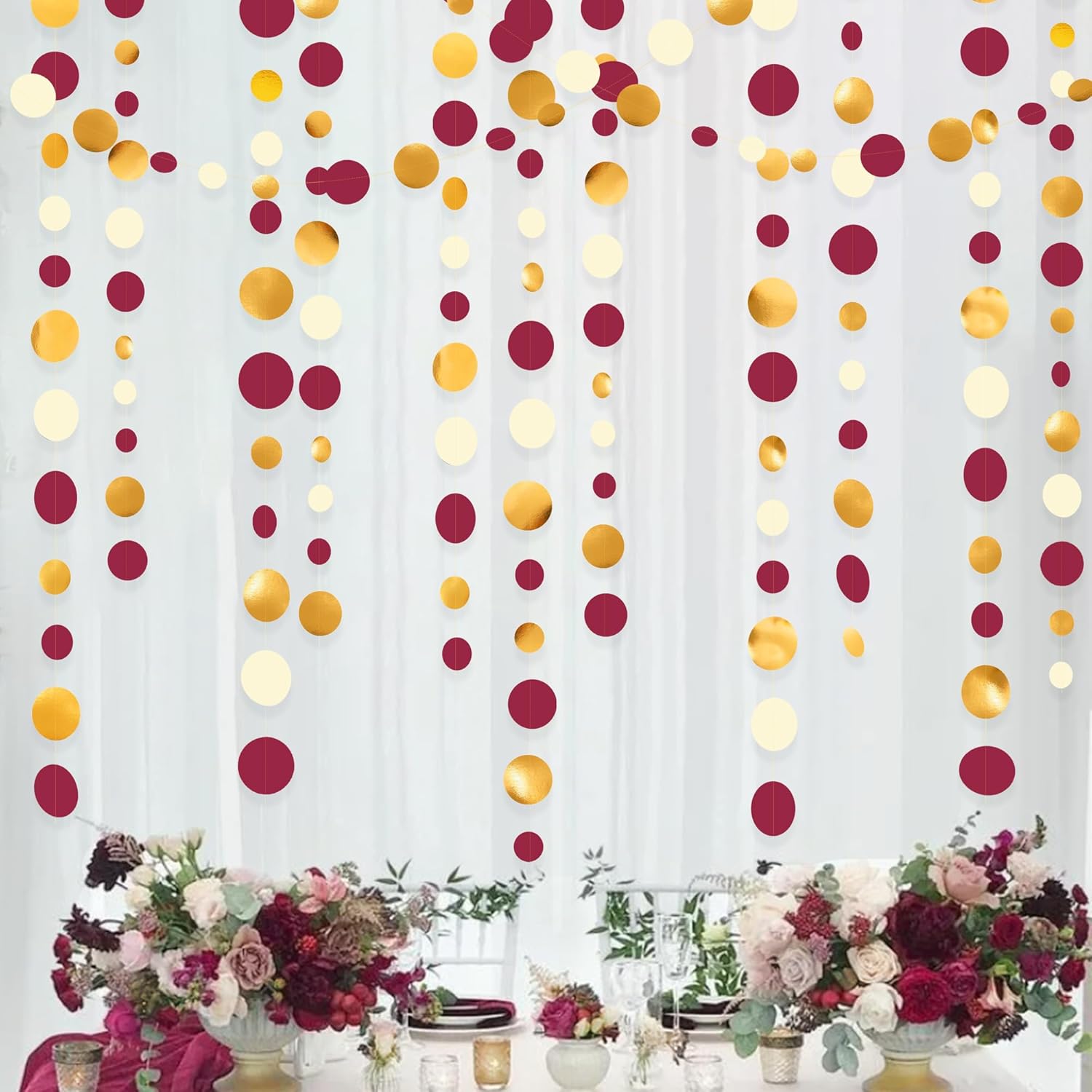 46 Ft Maroon Gold Party Garland Decorations