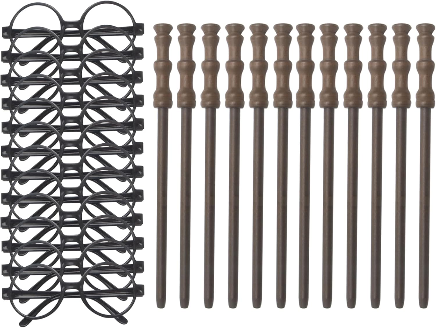 Col-Pary Cosplay Party Supplies Set - 12pcs Wand Pencil and Black Glasses