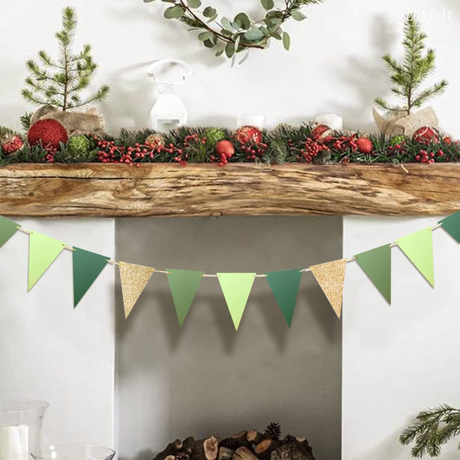 Letjolt Green Triangle Banner Decoration for Birthday and Party