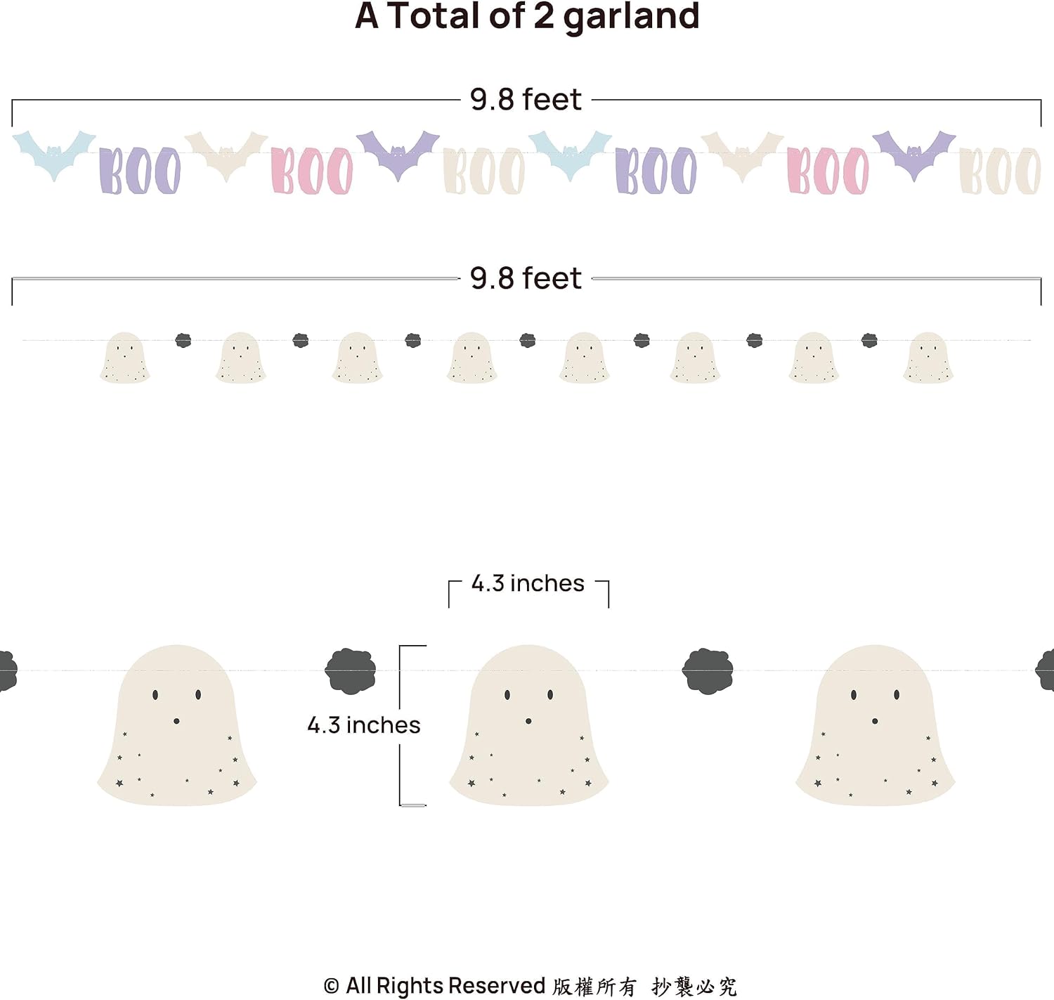 Cheerland Pastel Halloween Garland Set 2pcs
